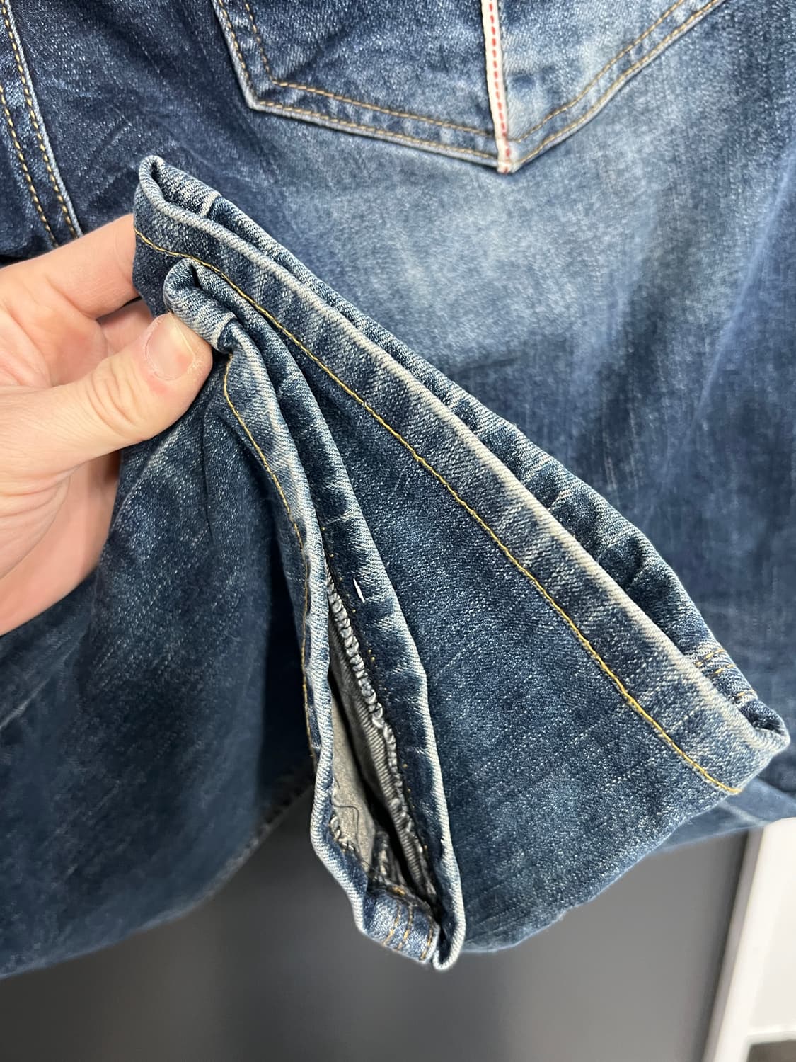 Evisu 에비수 백로고 백호 자수 슬림 스트레이트핏 데님 팬츠  상품이미지3