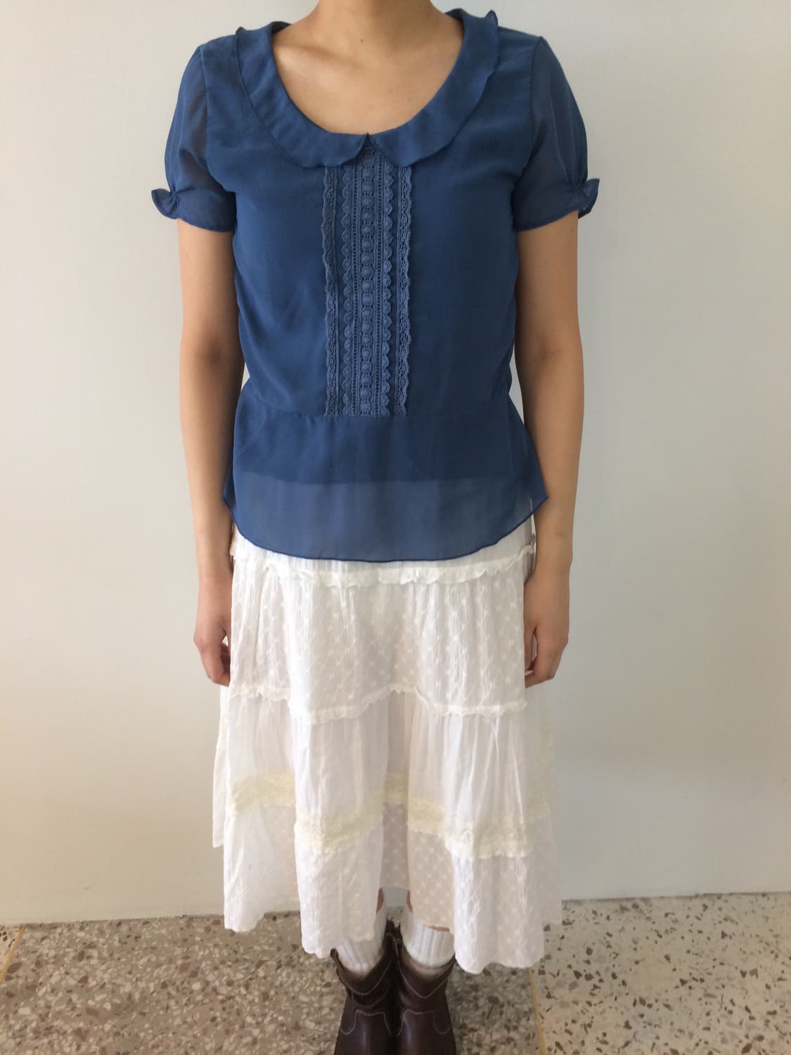 로라애슐리 블루 블라우스 상품이미지2