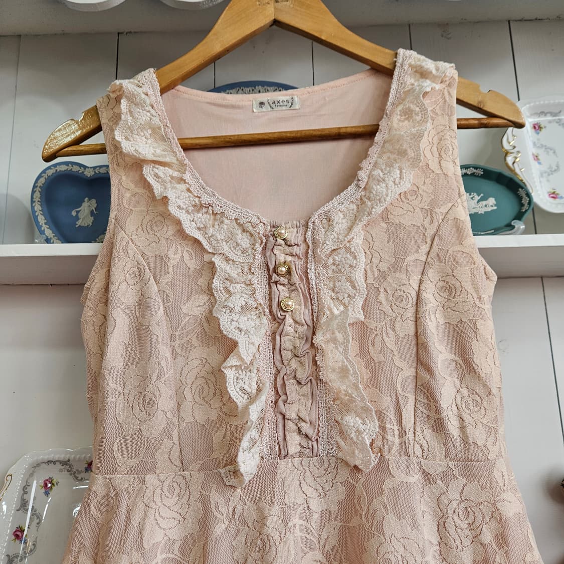 엑시즈팜(Axes Femme) 로즈 레이스 슬리브리스 원피스 상품이미지3