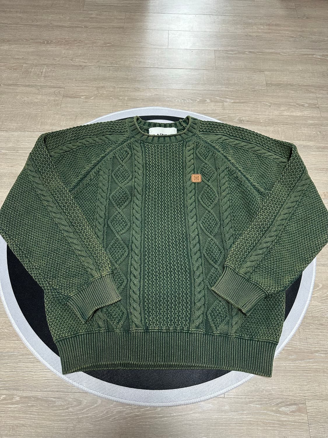 (XL) 세터 아란 케이블 니트 워시드그린 상품이미지1