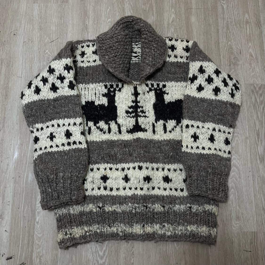 빈티지 헤비 울 숄카라 코위찬 니트 M 상품이미지1