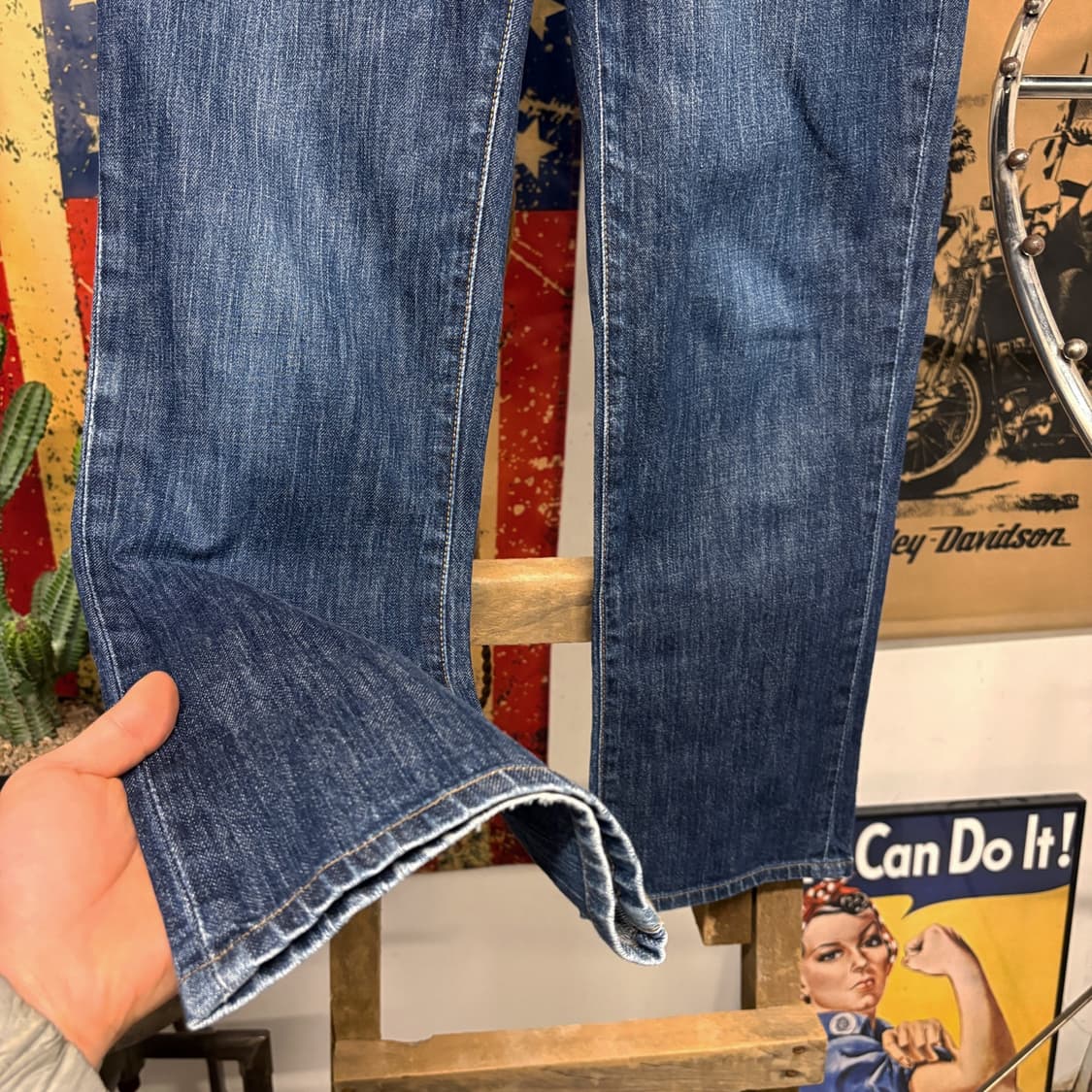 00s 리바이스 517 부츠컷 빈티지워싱 인디고 블루 데님팬츠 N393 상품이미지4