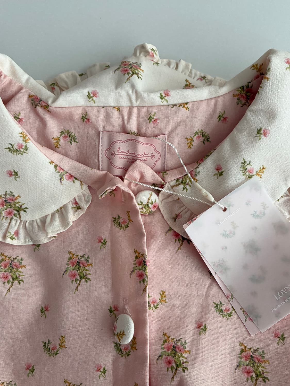 F) 새상품 로브네브 플라워 패턴 블라우스 핑크 상품이미지3