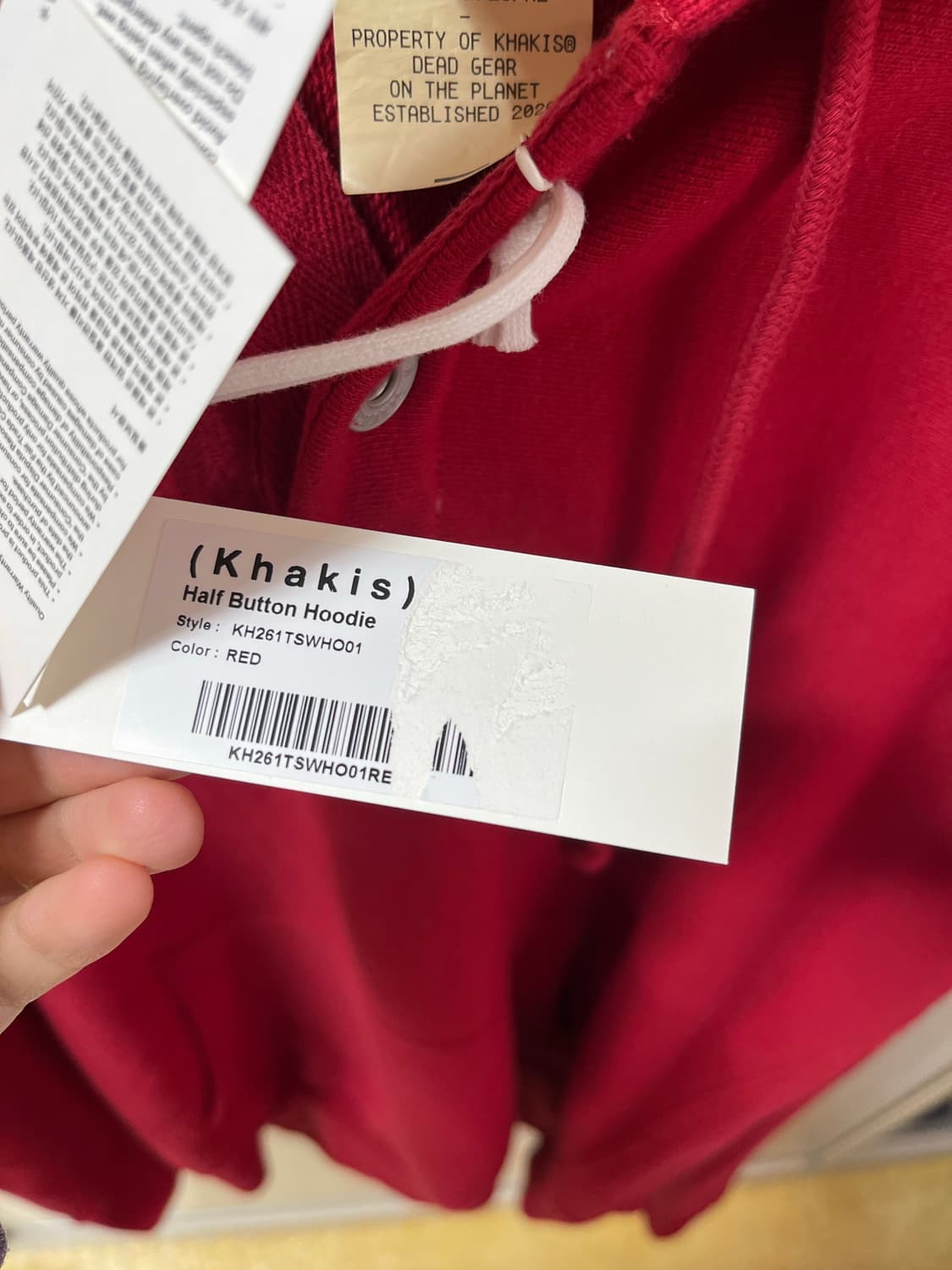 카키스 26ss 버튼 후디 레드 스몰사이즈 상품이미지3