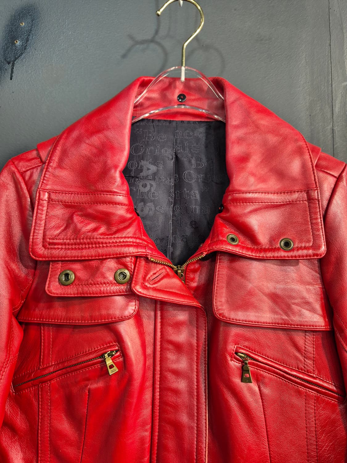 A6 빨간색 가죽 자켓 55 66 상품이미지3