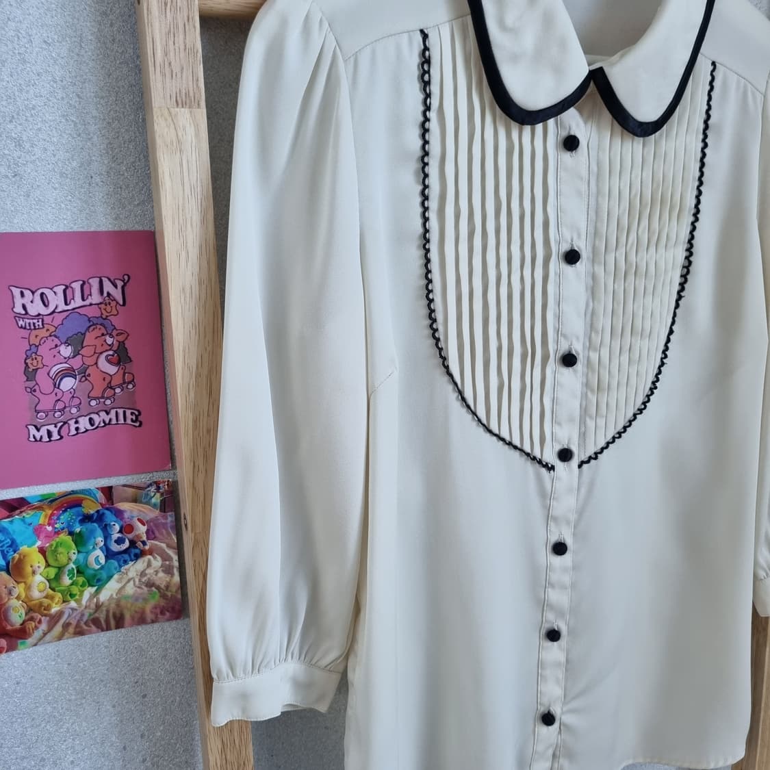 JPN Vintage Tuxedo Collar Blouse 상품이미지3