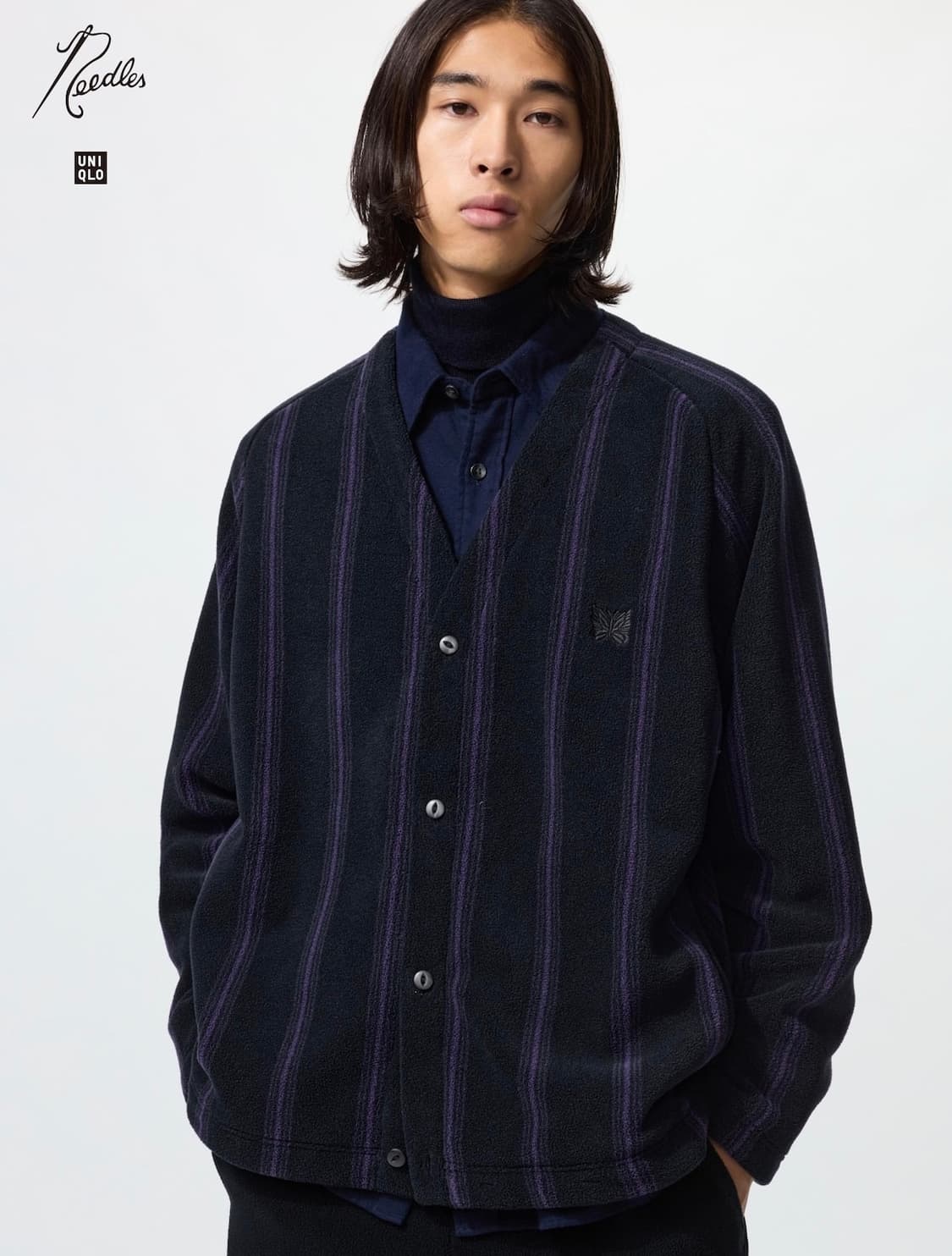 [L] 유니클로 X 니들스 스트라이프 후리스 가디건 상품이미지1