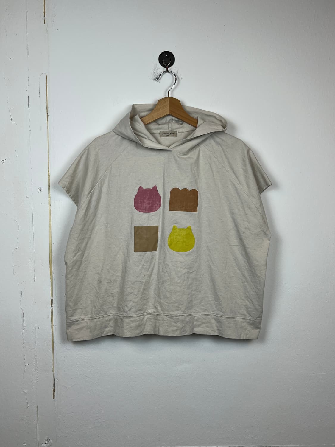 T168 SAMANSA MOS2 고양이 프린팅 오버핏 후드 조끼 F 상품이미지1