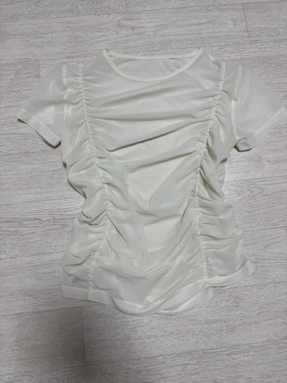 달천깔 y2k 발레코어 셔링 쉬폰 레이어드 티 상품이미지1