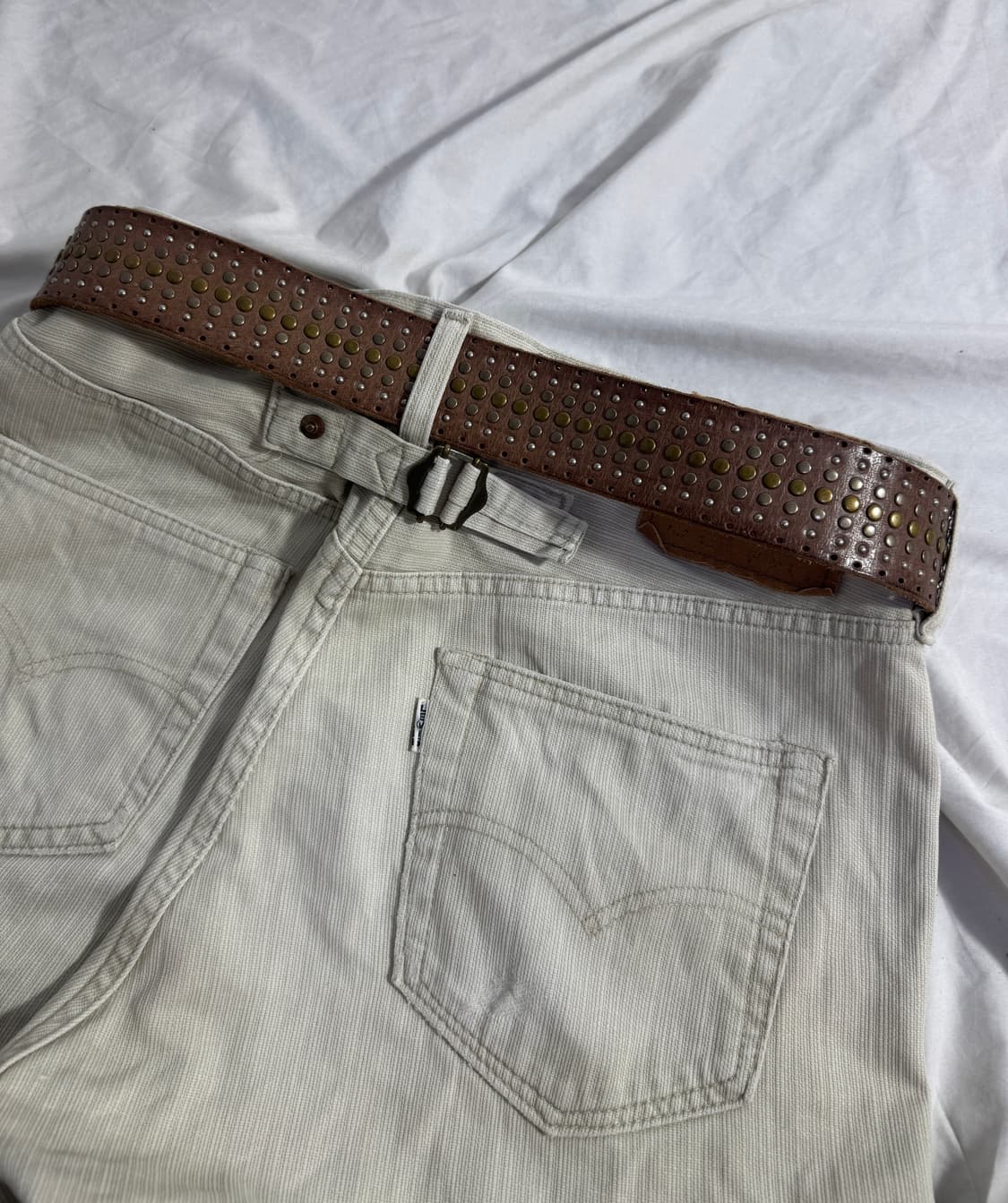빈티지 볼 스터드 레더 벨트 상품이미지2