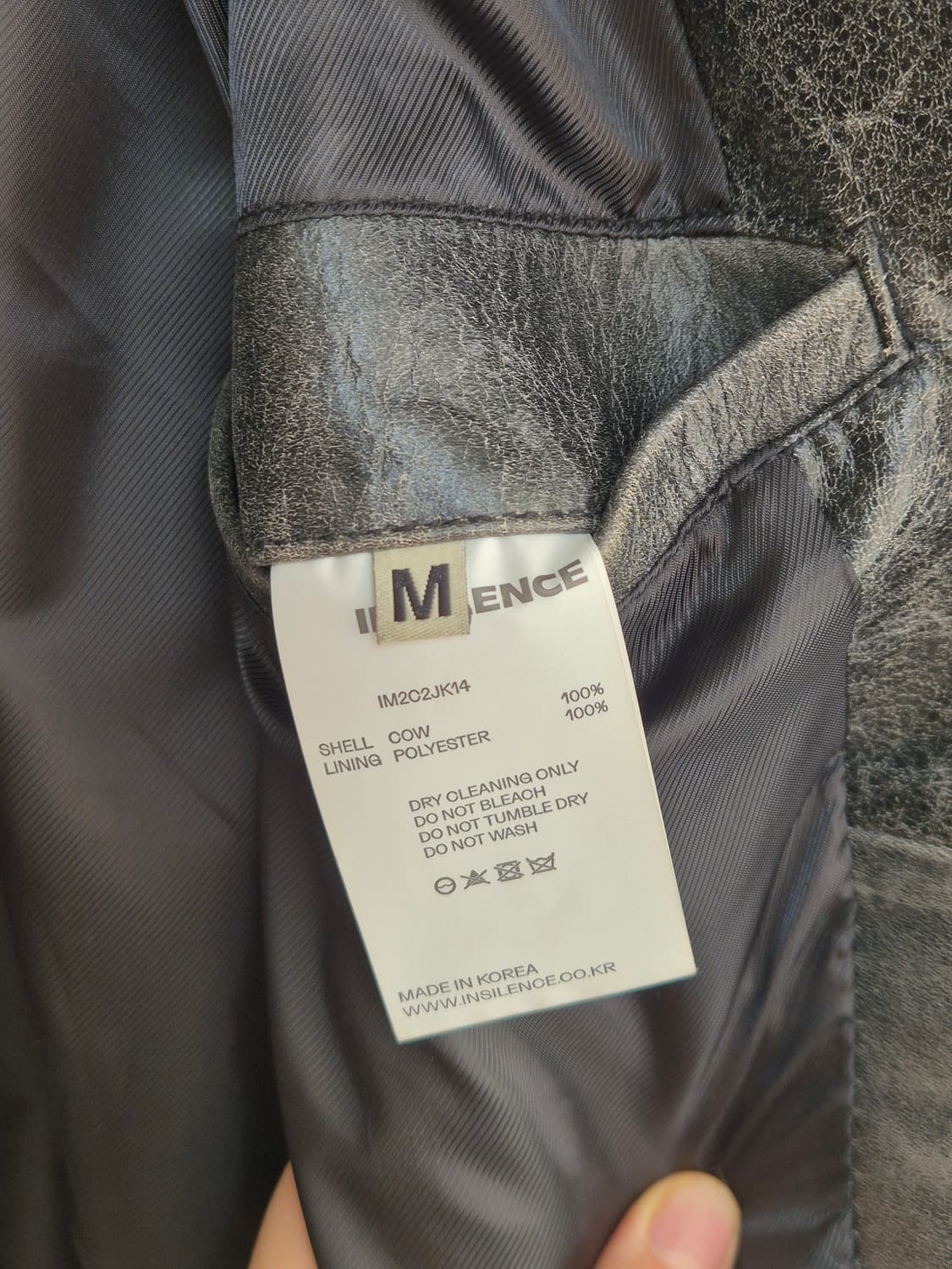 인사일런스 남성 디스트레스드 레더 자켓 BLACK M사이즈 상품이미지4