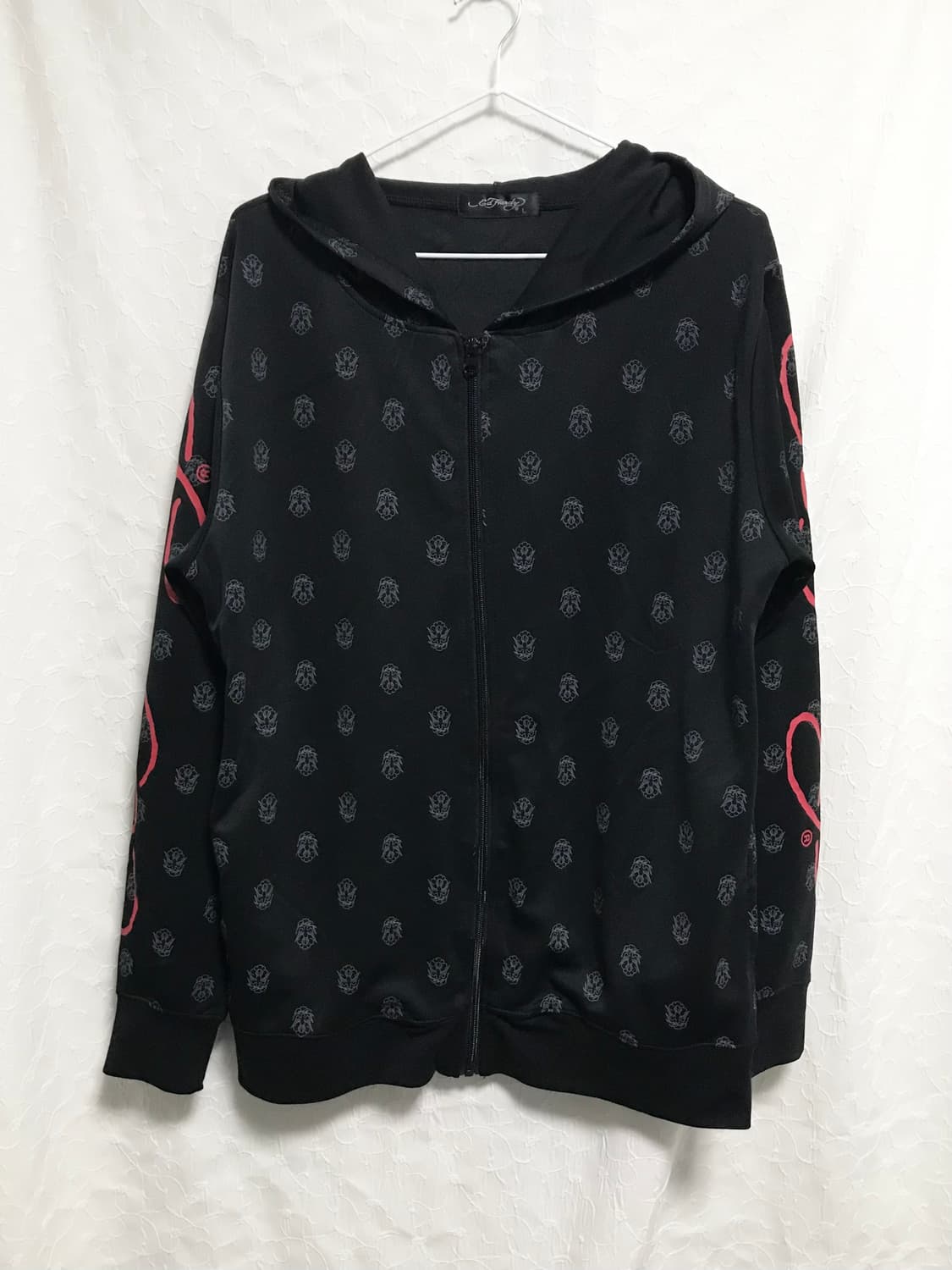 빈티지 ed hardy 에드하디 해골 레터링 져지 후드 집업 상품이미지2