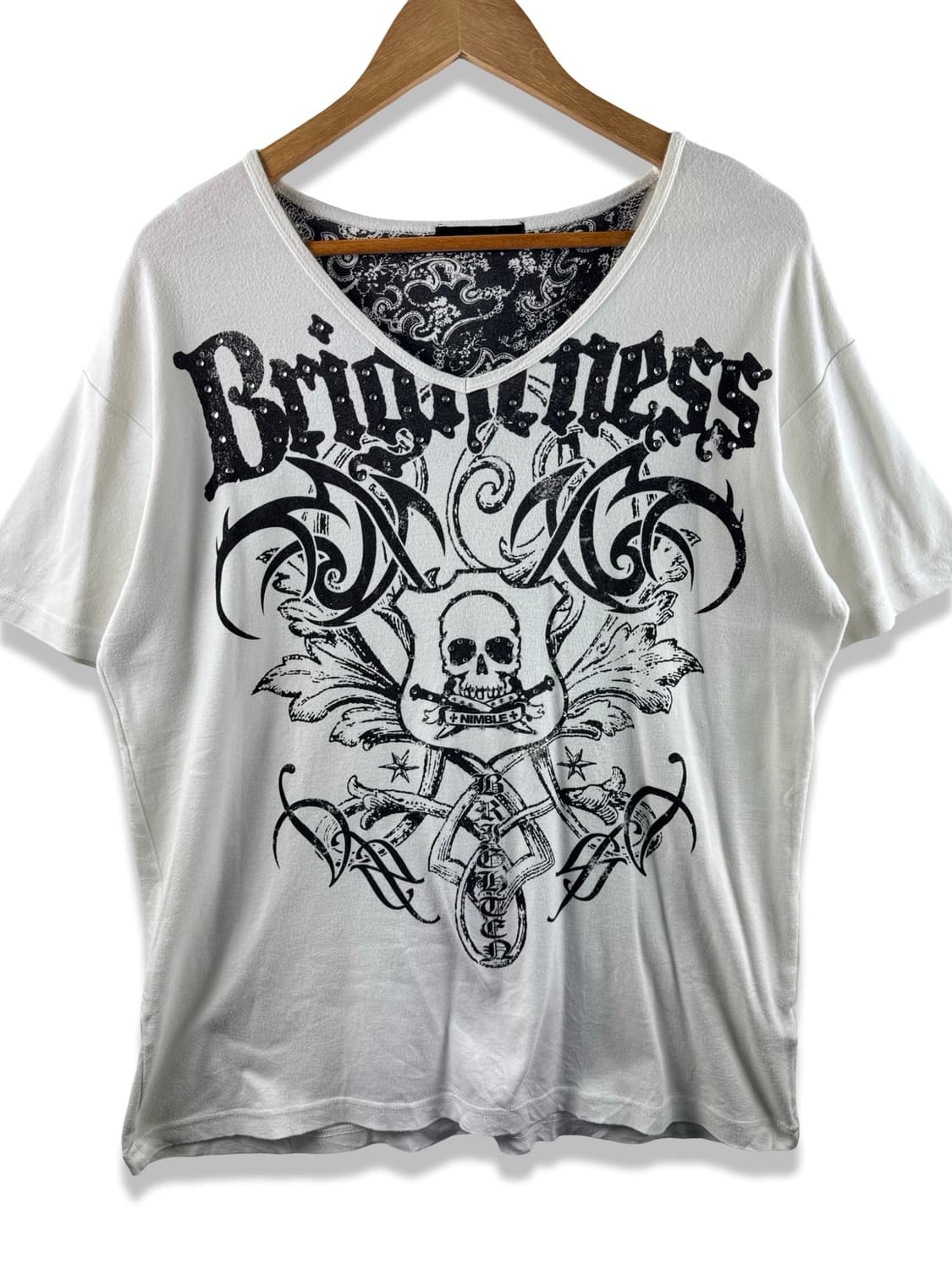 JPN 스컬 펑크 프린팅 비즈 티셔츠2168 상품이미지1