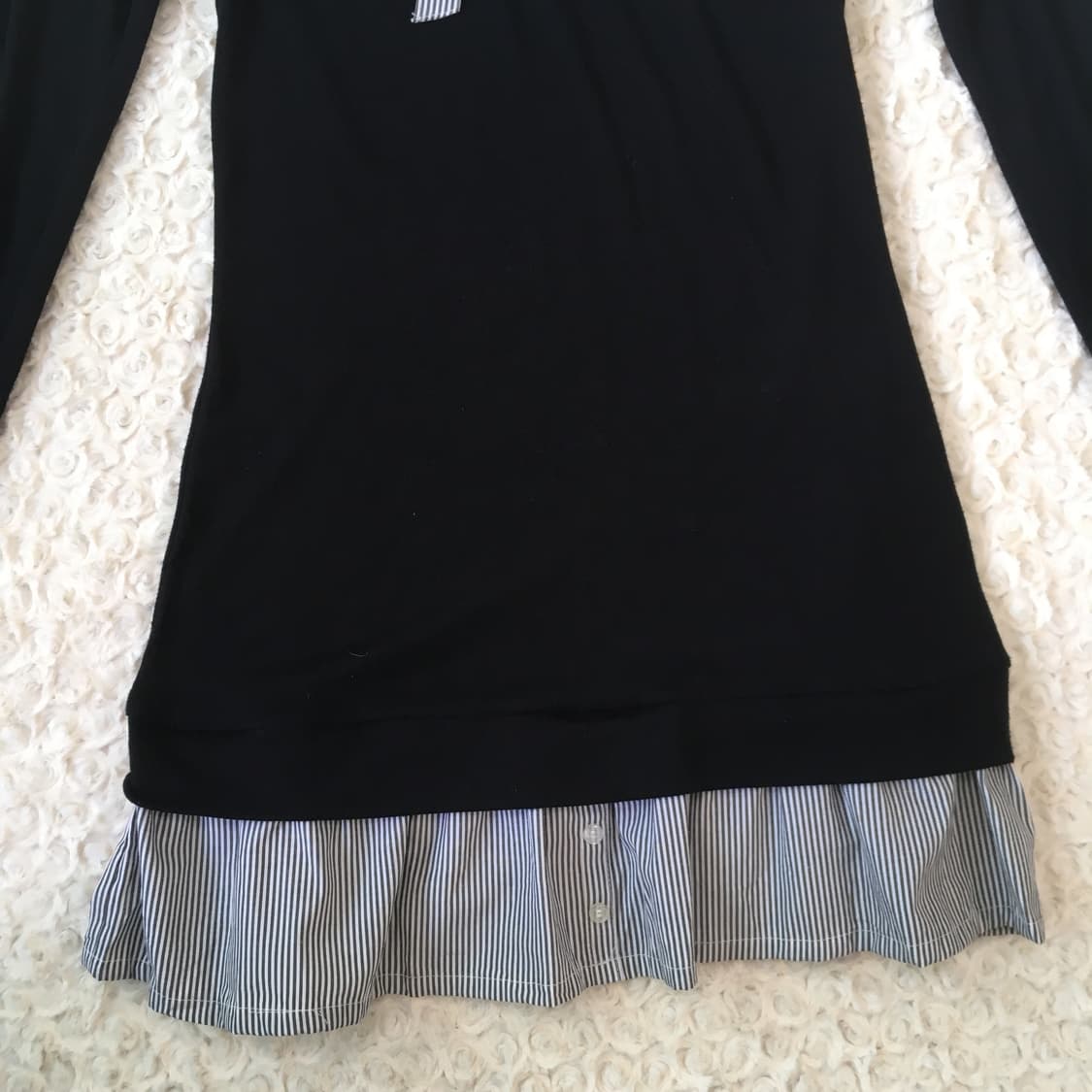 navy ribbon layered slim shirt one-piece 상품이미지9