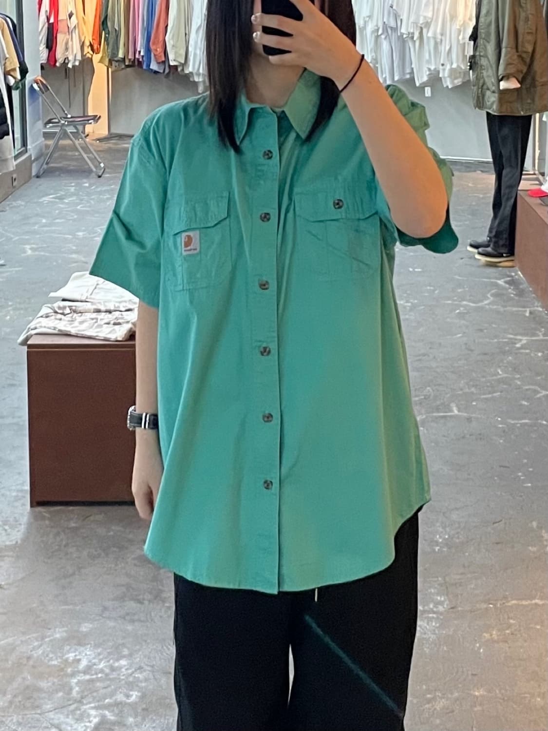 칼하트 패치로고 워크웨어 민트셔츠 H1490 상품이미지1