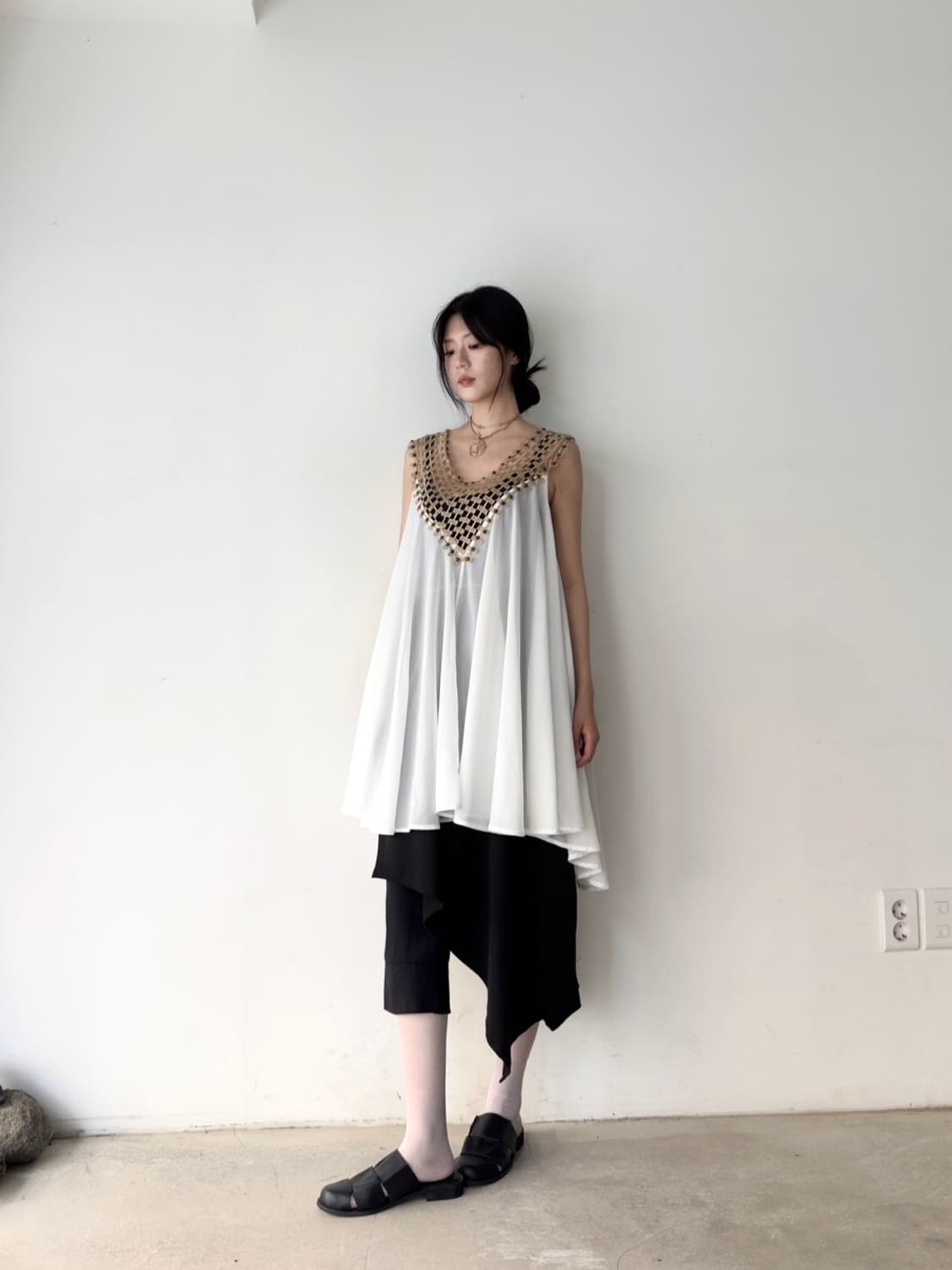 Aphrodite gold stud sheer top & ops 상품이미지4