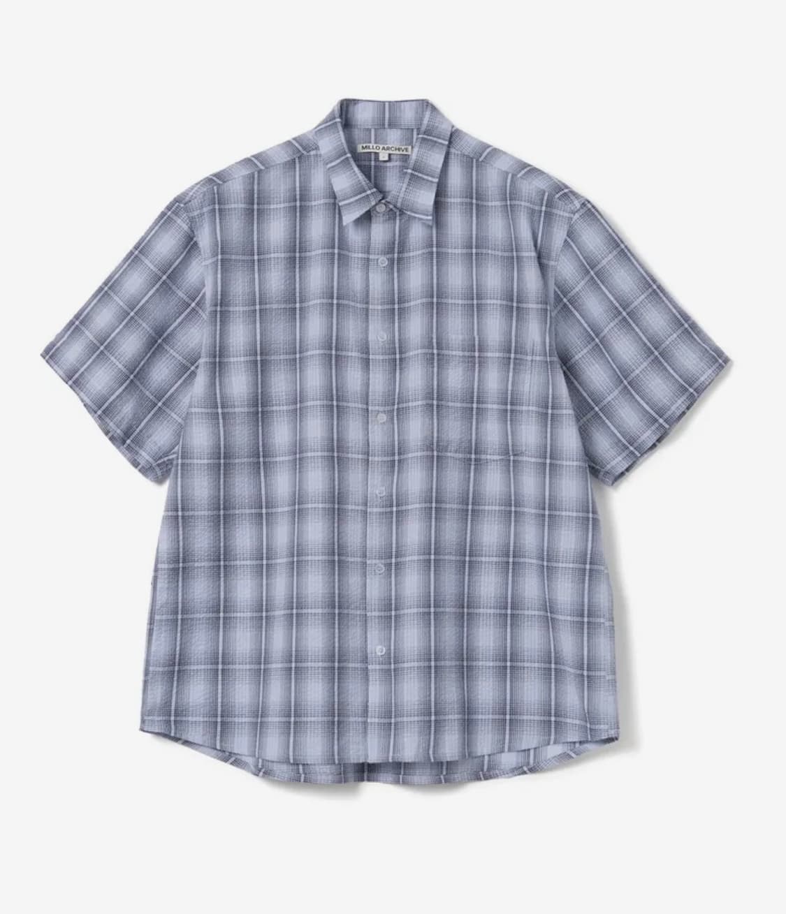 밀로아카이브 웨이드 패턴 하프 반팔 셔츠 파우더블루 M 상품이미지1