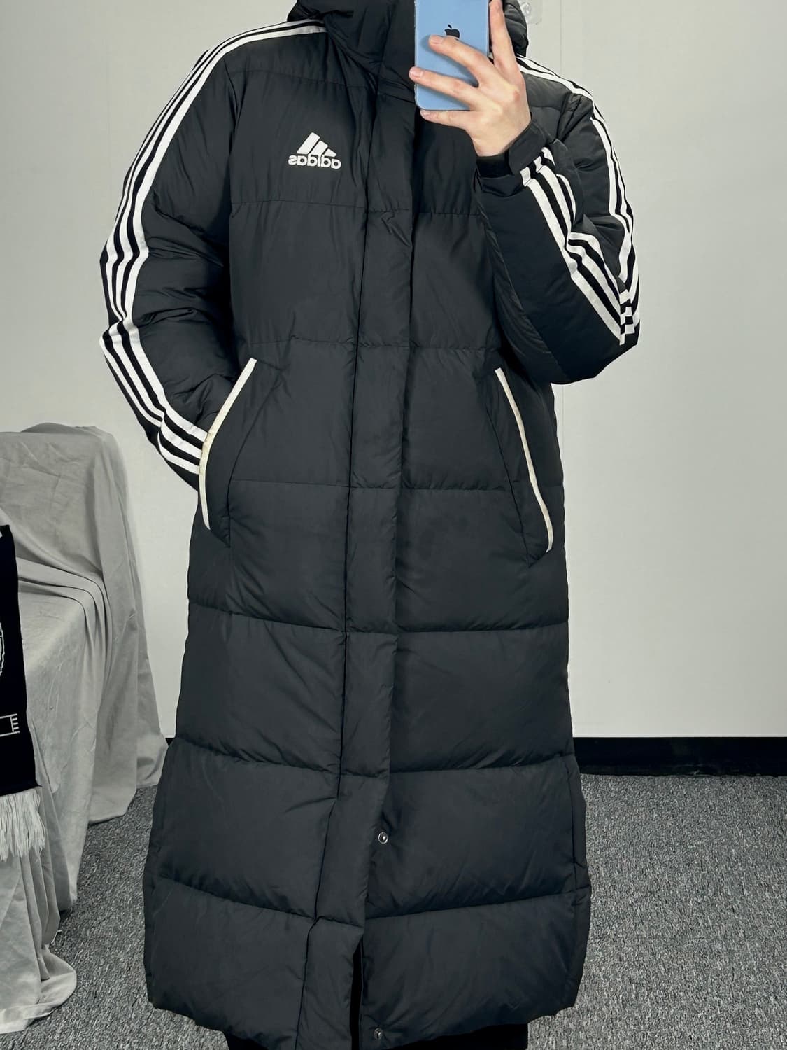 아디다스 사이드라인 덕다운 그레이 롱패딩 M 상품이미지2