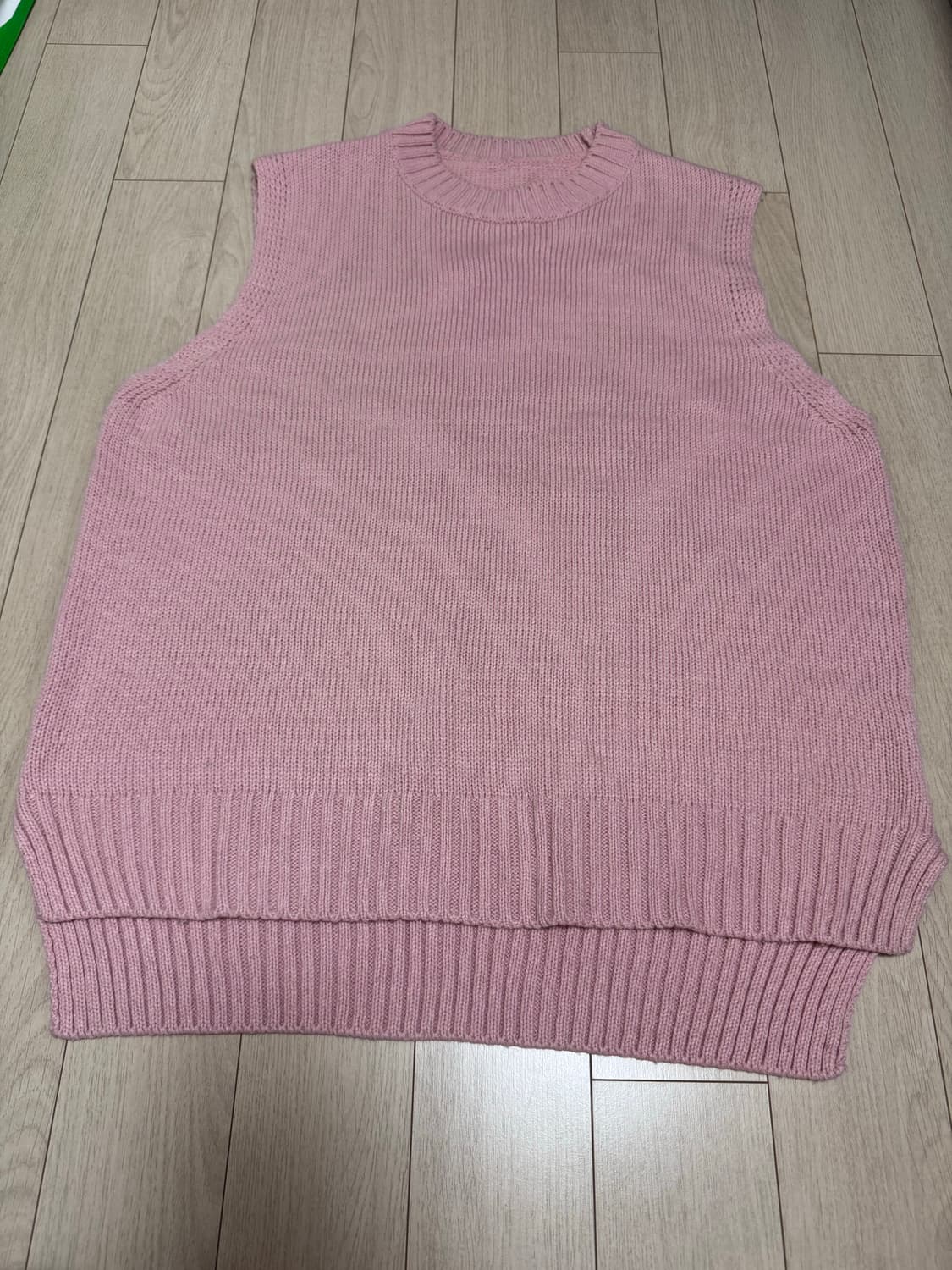 연핑크 라운드넥 니트조끼 상품이미지2