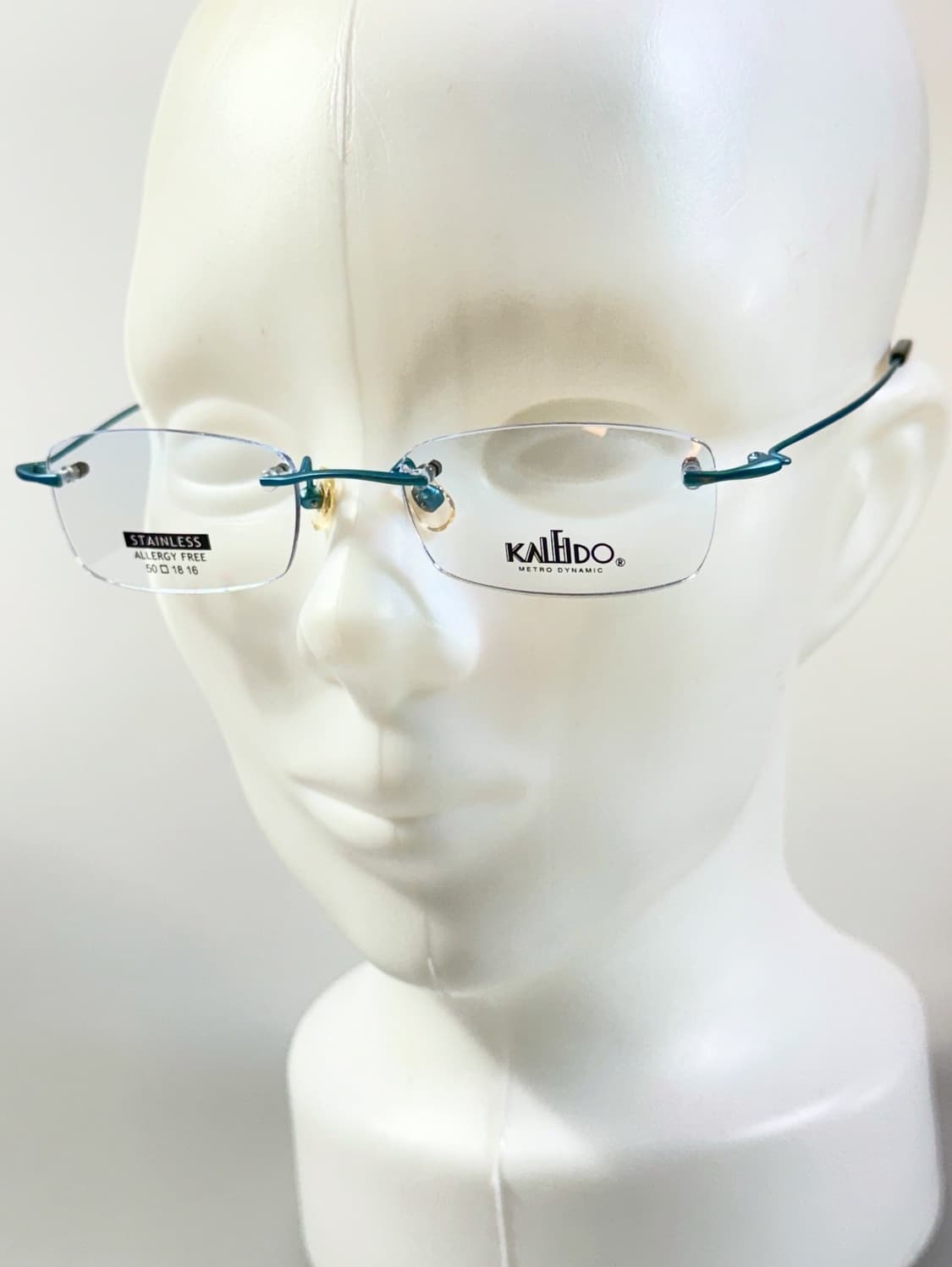 90s KALEIDO 블루 메탈 스퀘어 무테 빈티지 안경 상품이미지8