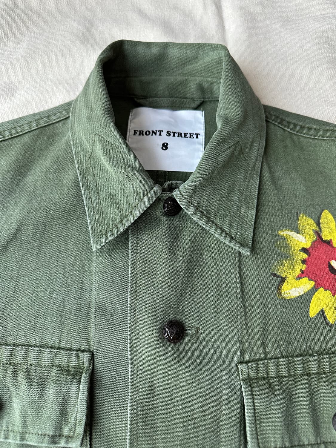 프론트 스트리트 8 플라워 밀리터리 셔츠 100 made in Italy 상품이미지3