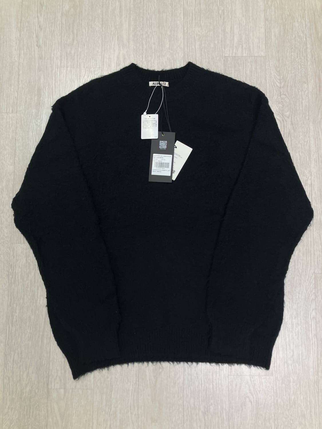 [4, 새제품] 오라리 브러쉬드 울 캐시미어 실크 모헤어 니트 블랙 상품이미지1