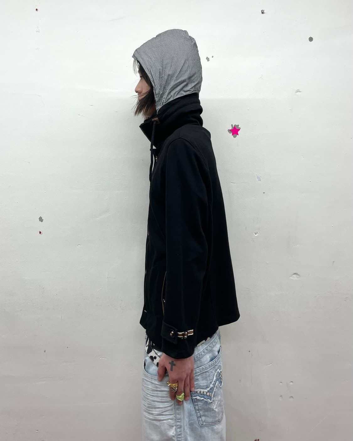 high-neck hoodie black jacket 상품이미지1