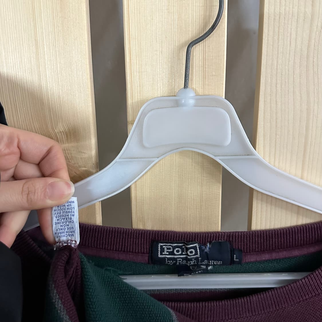 (L) 폴로 랄프로렌 버건디 딥그린 스트라이프 포켓 롱슬리브 티셔츠 상품이미지6