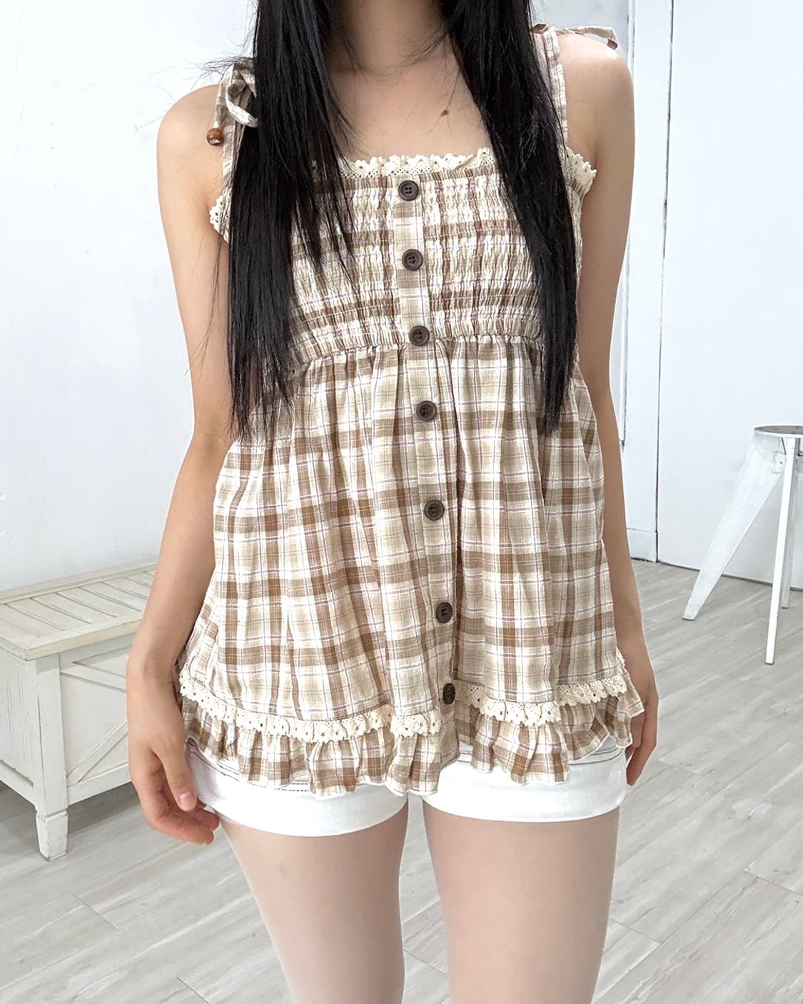 LIZ LISA Cozy Beige Check Sleeveless 상품이미지2