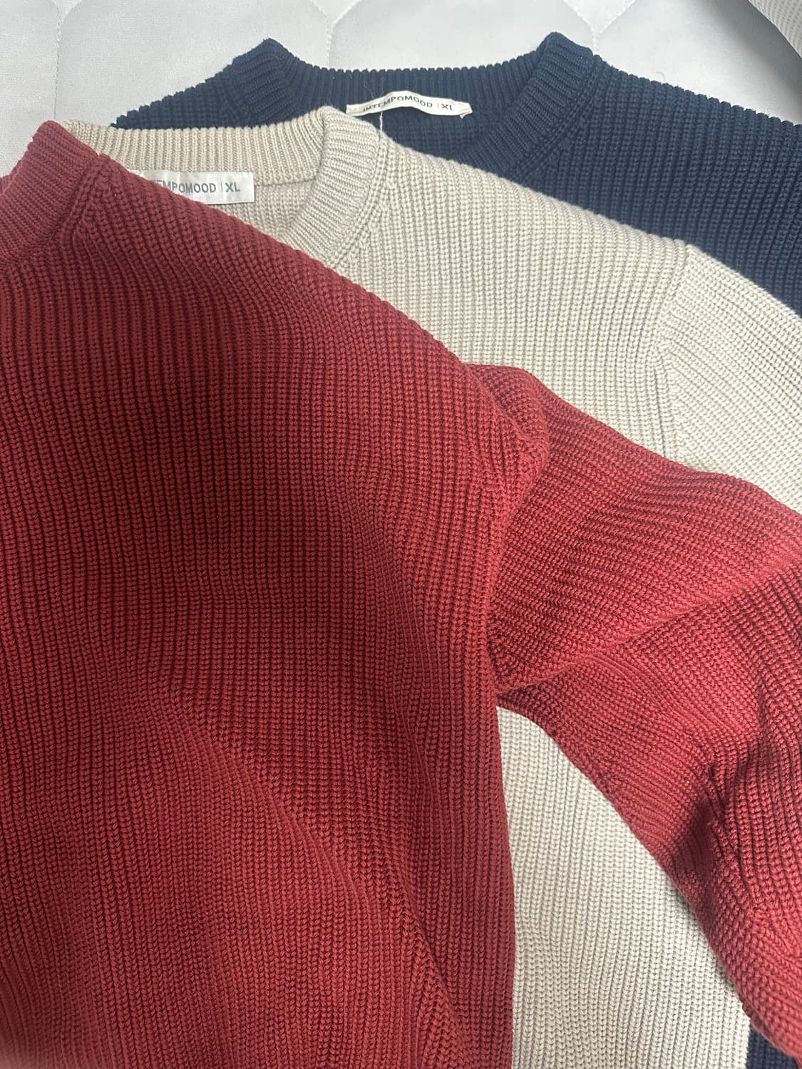 인템포무드 하찌니트 XL 와인/네이비/머드베이지 상품이미지3