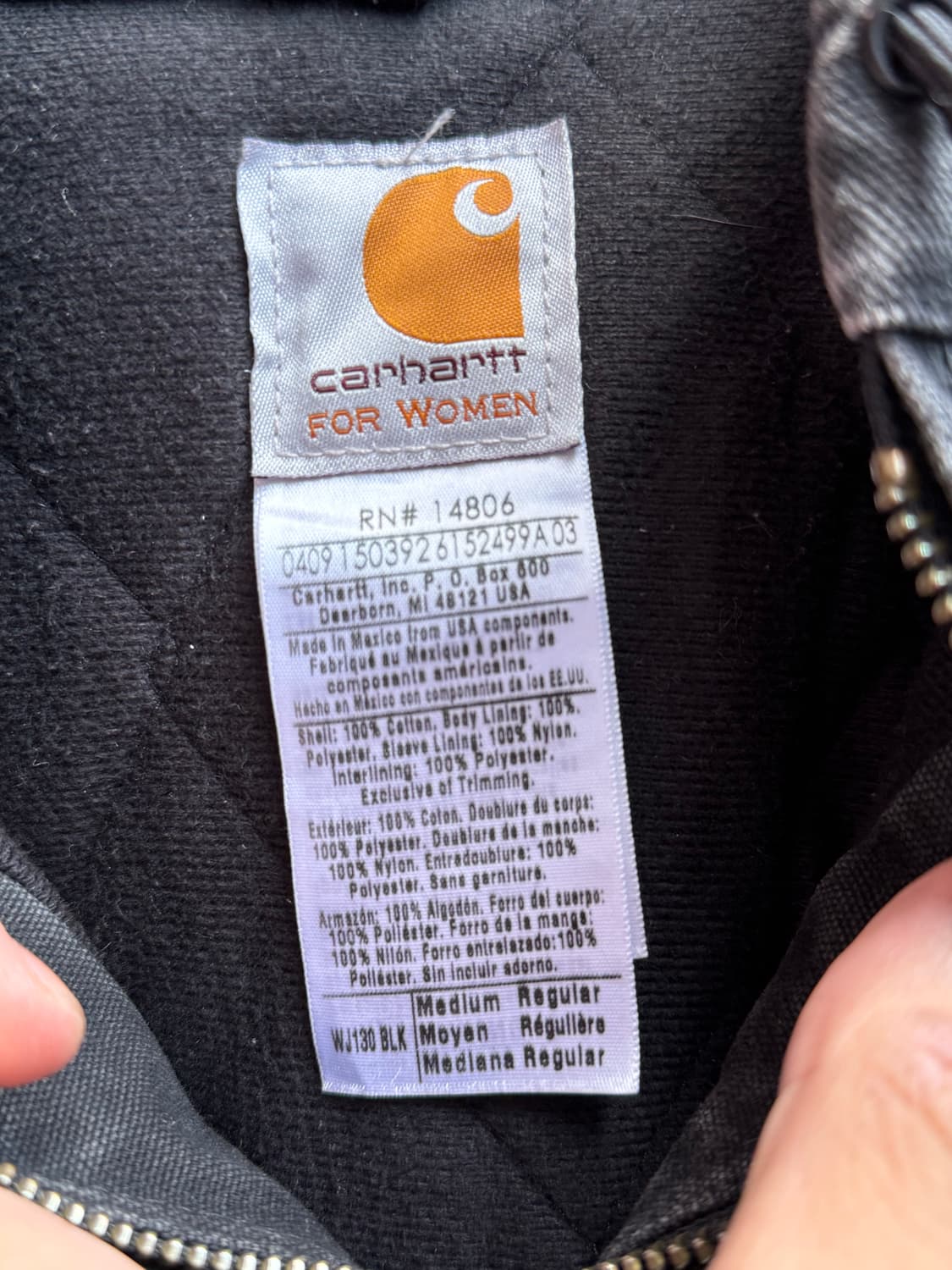 칼하트 후드 워크 자켓 블랙 wj130 BLK (M)made in usa 상품이미지2