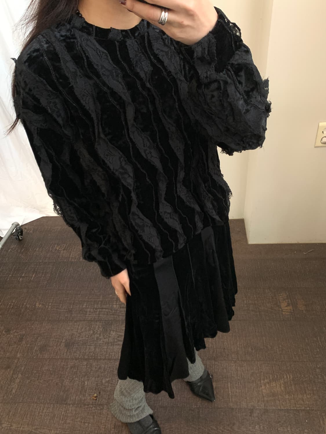 빈티지 벨벳 레이스 탑 상품이미지7