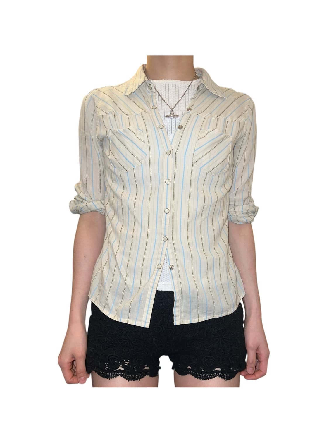 여름 웨스턴 스트라이프 스냅 셔츠 상품이미지2