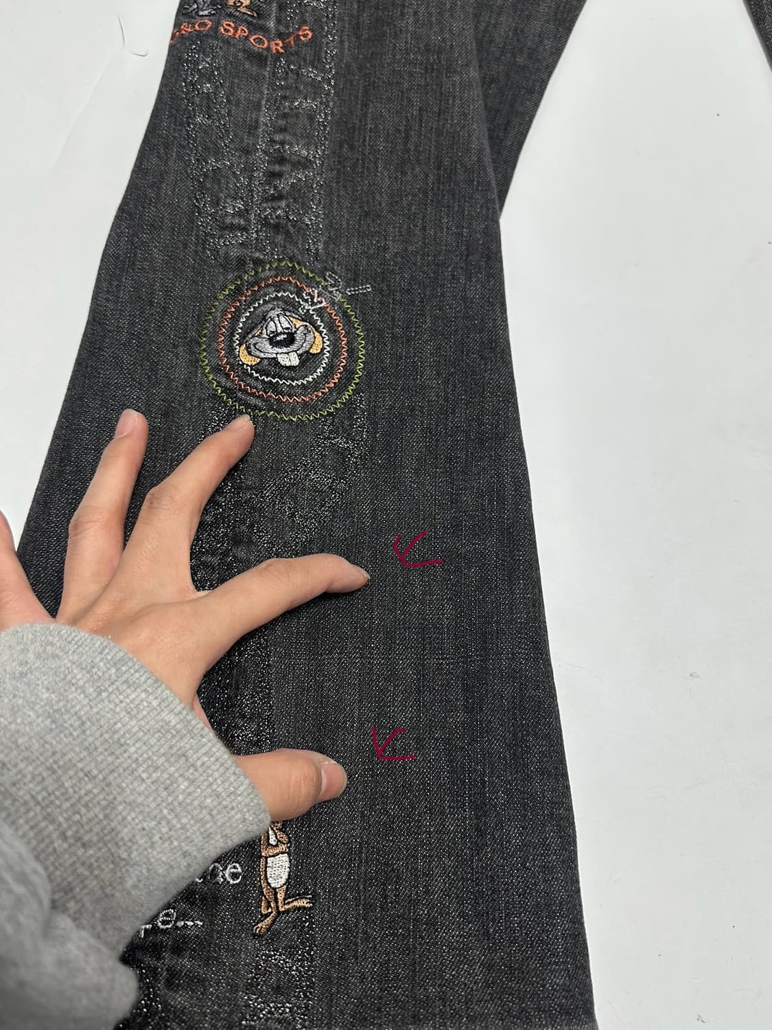 빈티지 y2k 올드스쿨 자수 데님팬츠 상품이미지4