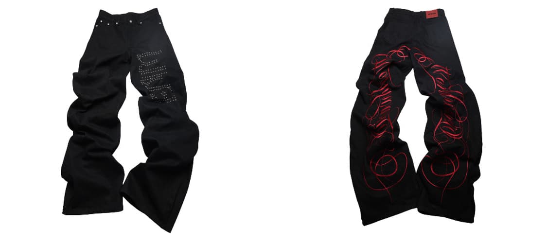 Embroidered Rose Wide-Leg Denim Pants  상품이미지2