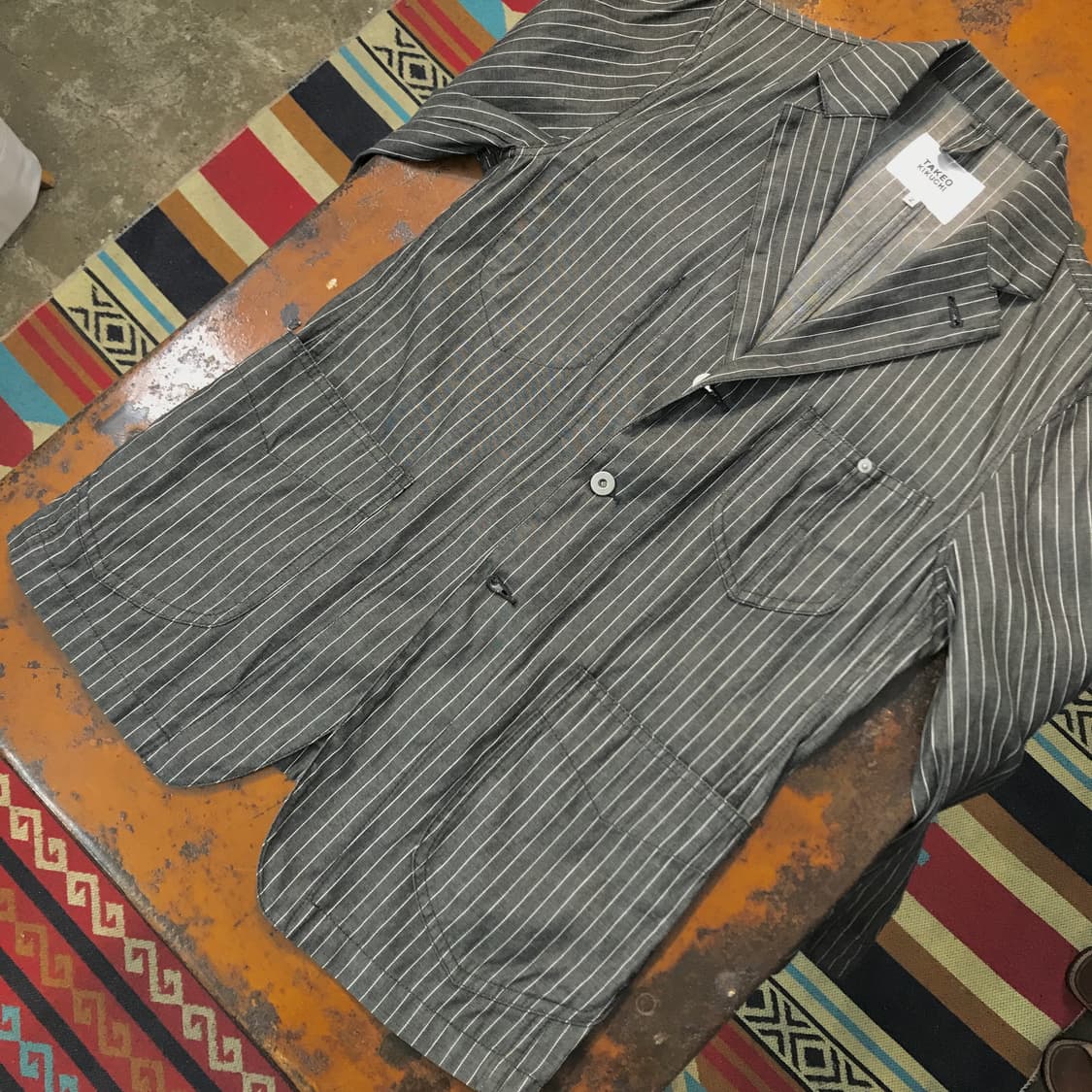 Japan 타케오 키쿠치 차콜 스트라이프 자켓 남성 100 여성 66 상품이미지5