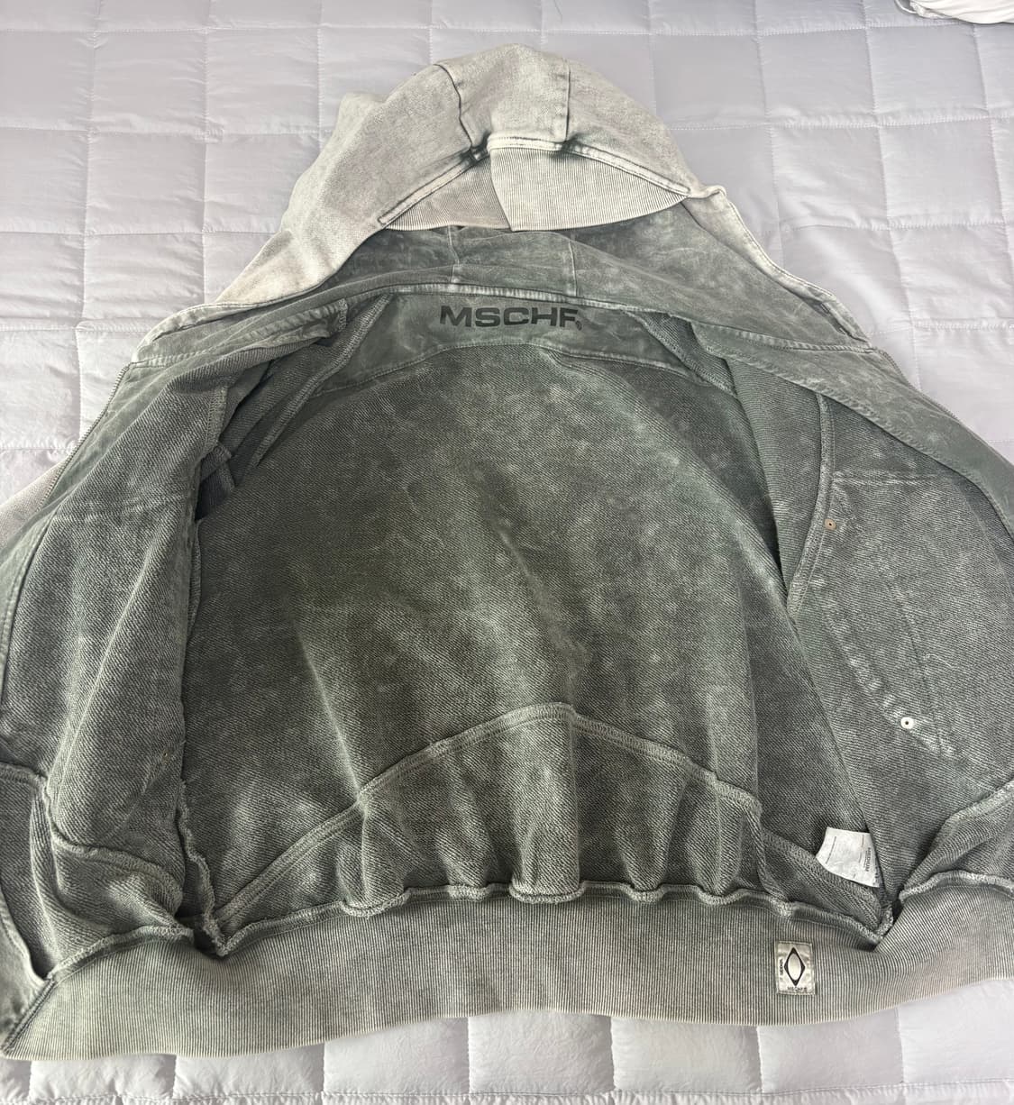 미스치프 빅 포켓 블리치드 후드집업 카키 M 상품이미지2