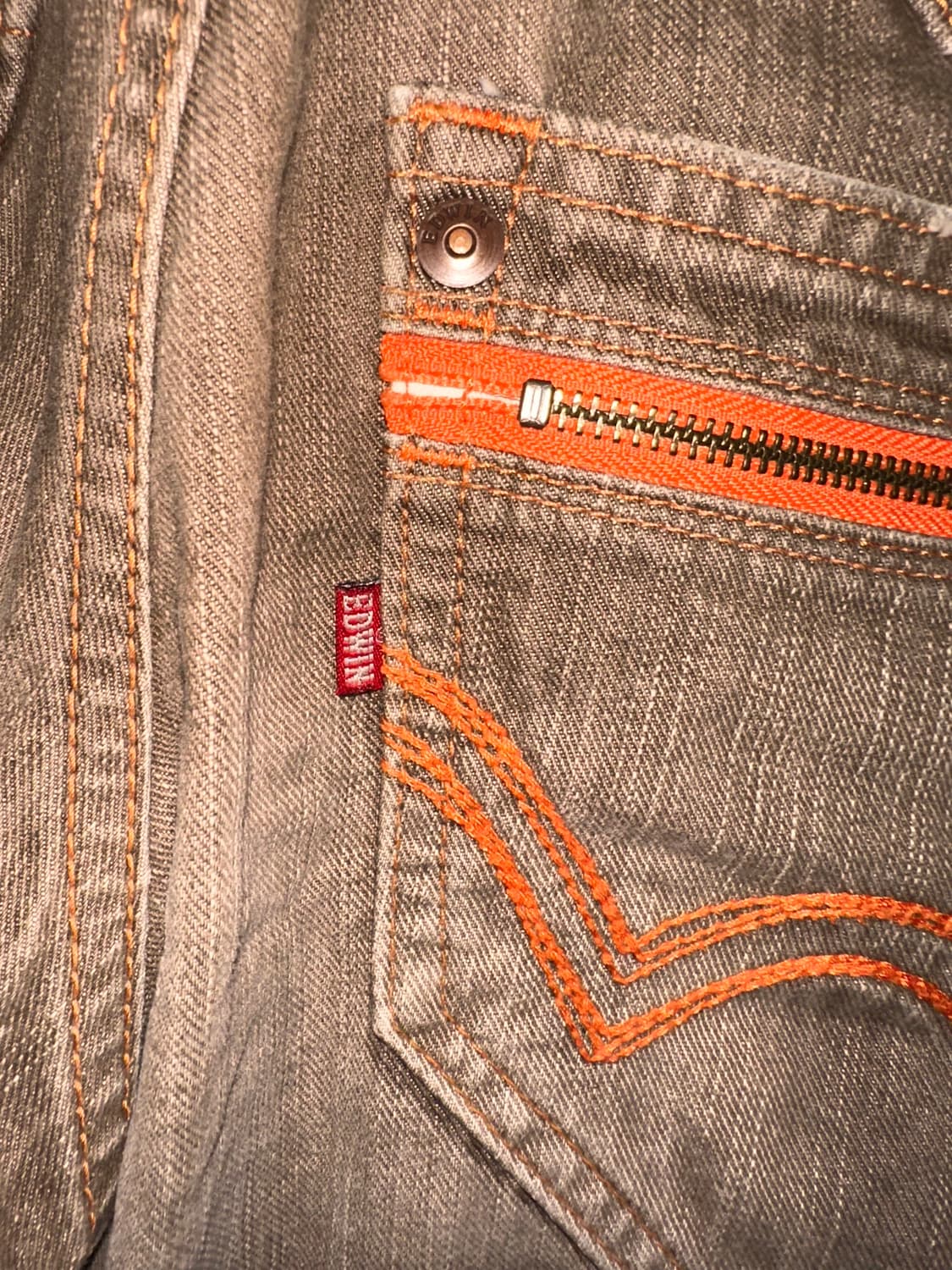 EDWIN 오렌지 스티치 브라운 데님 팬츠 상품이미지5