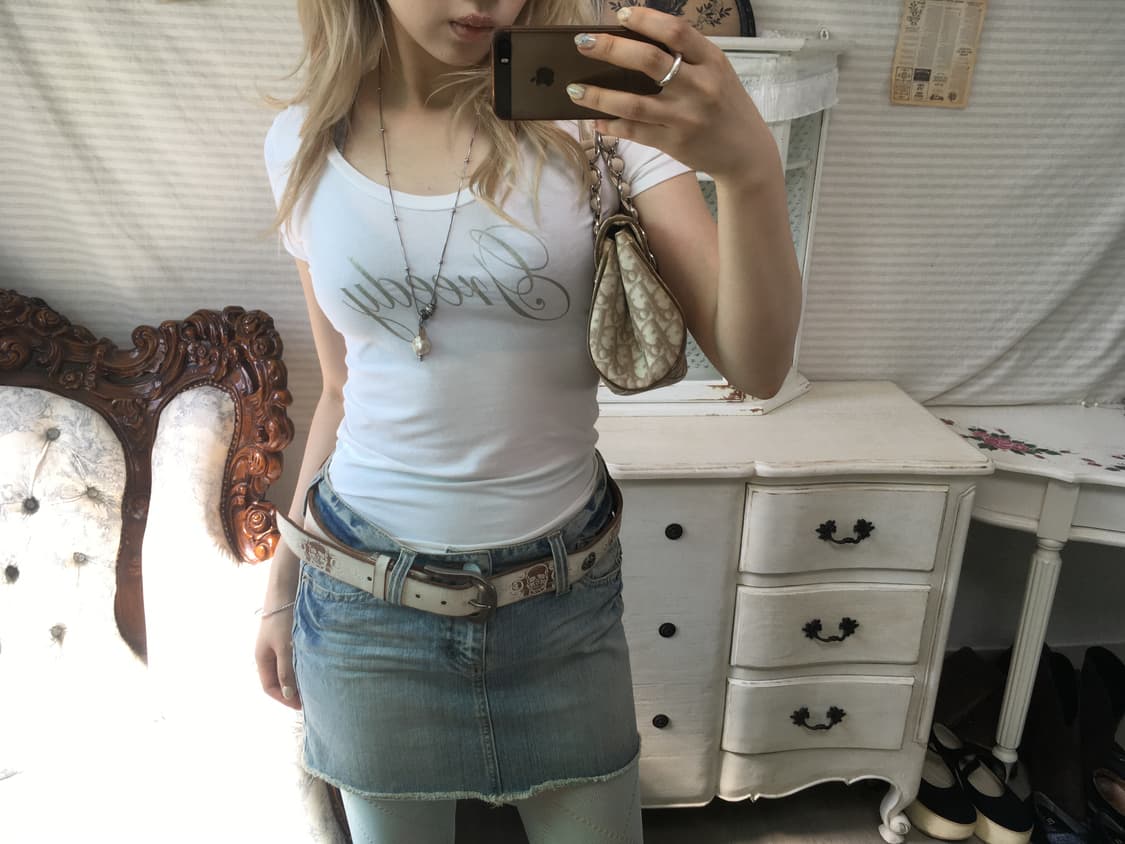 jpn vintage 하이틴 딱붙 프린팅 반팔 상품이미지3