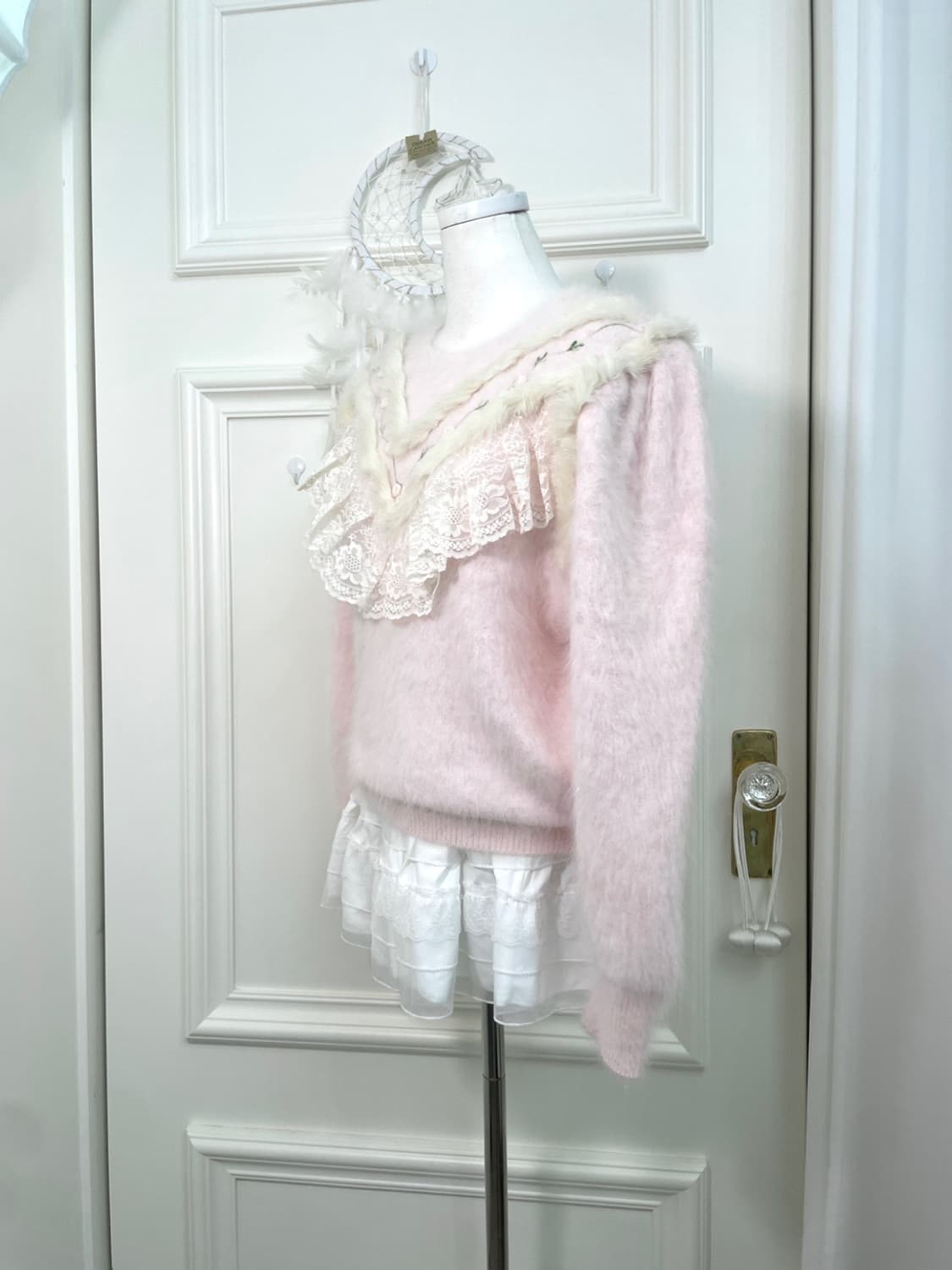 sheer pink embroidery lace trime lovely 상품이미지2