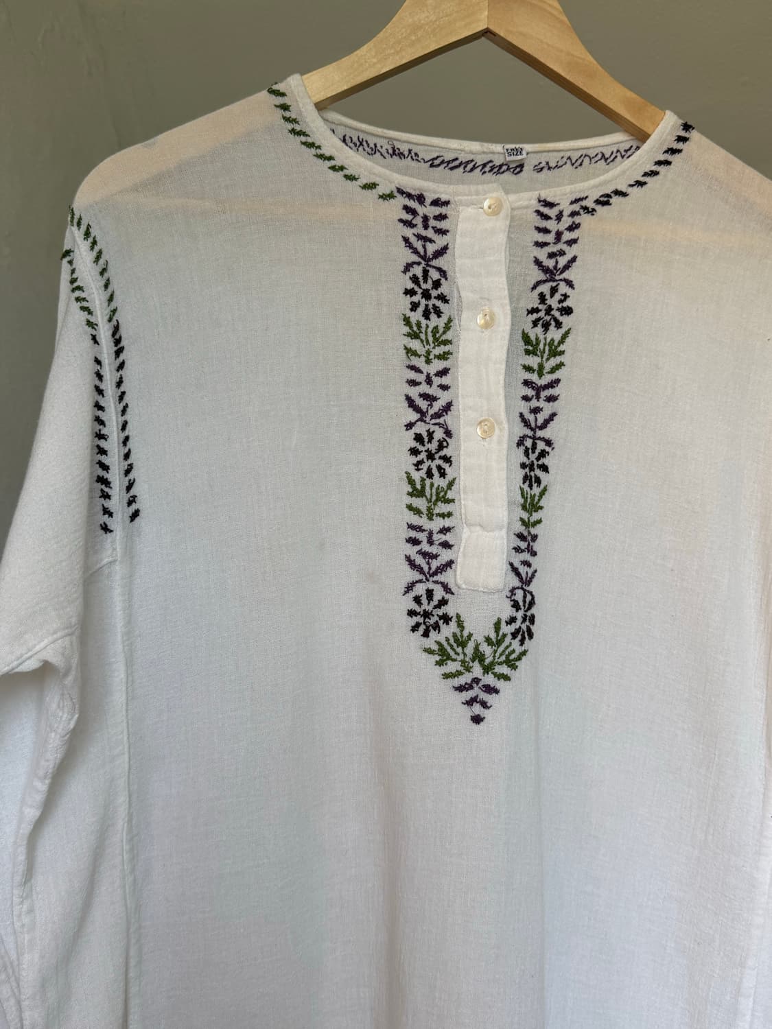 에스닉 자수 롱 거즈 하프 슬리브 상품이미지2