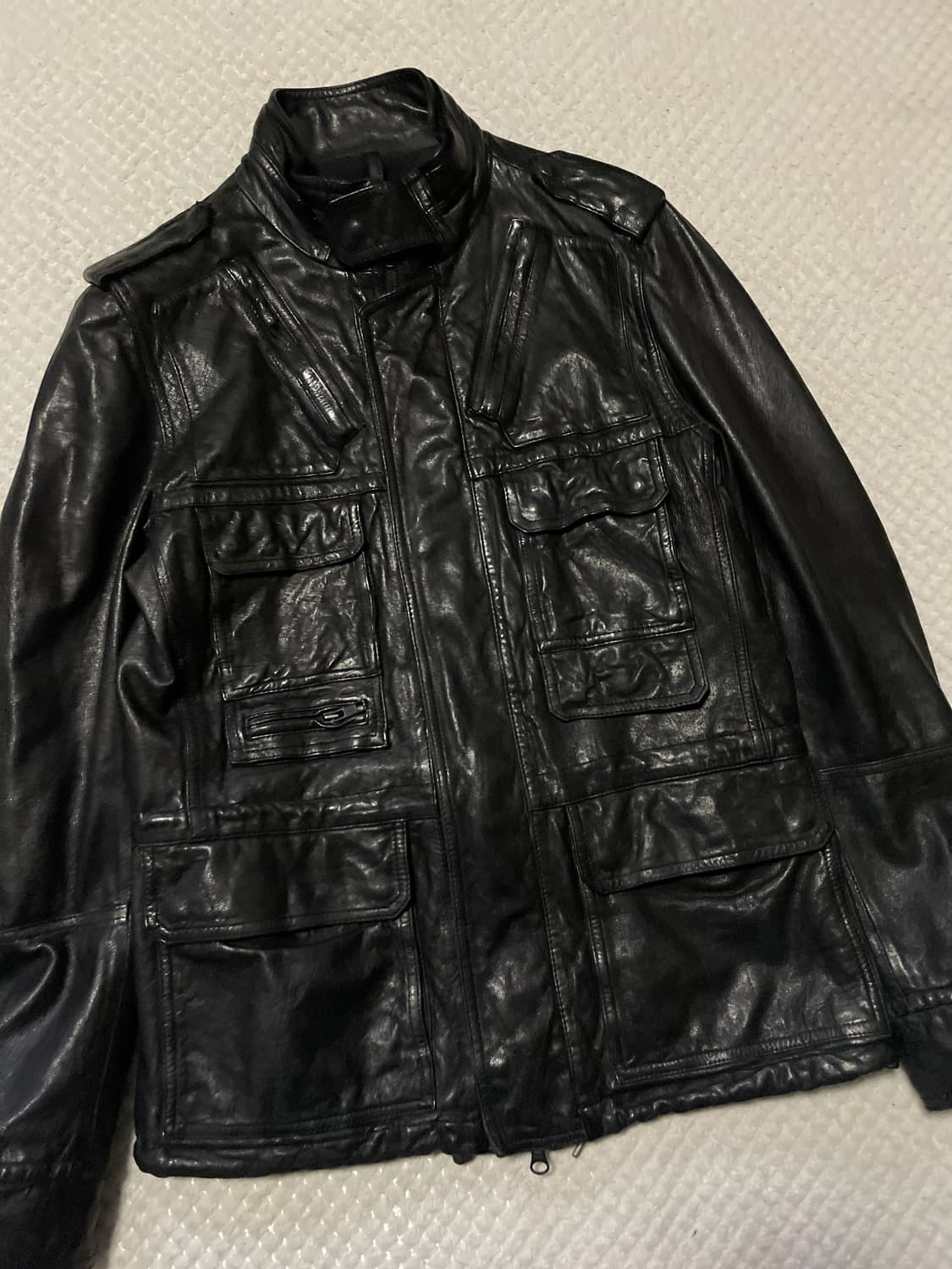 ELOQ 웨스턴 무드 2WAY 램스킨 양가죽 절개 포켓 레더 자켓 상품이미지6