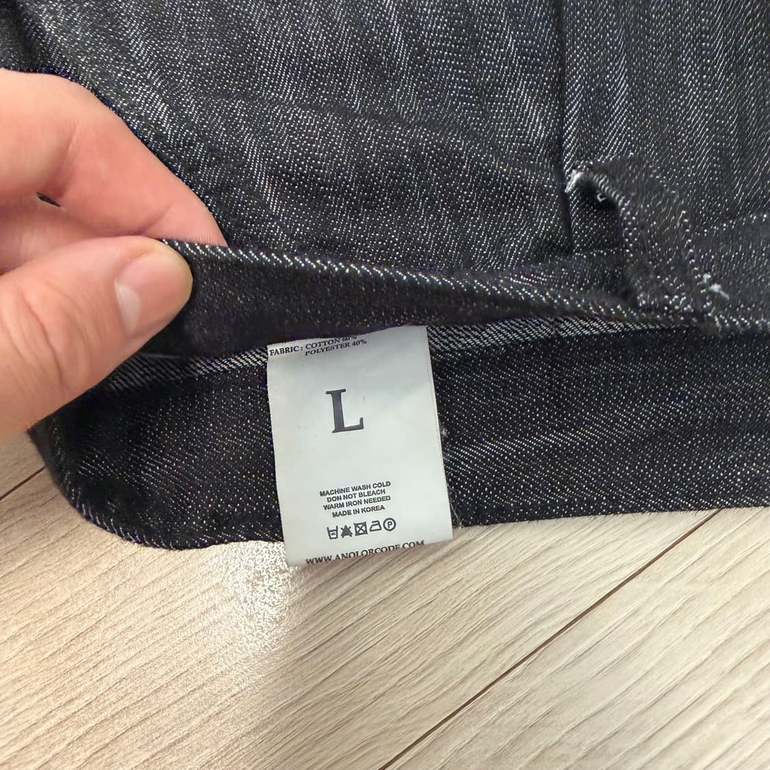 (L) 어널러코드 슬랍워싱 버뮤다 데님팬츠 블랙 상품이미지5