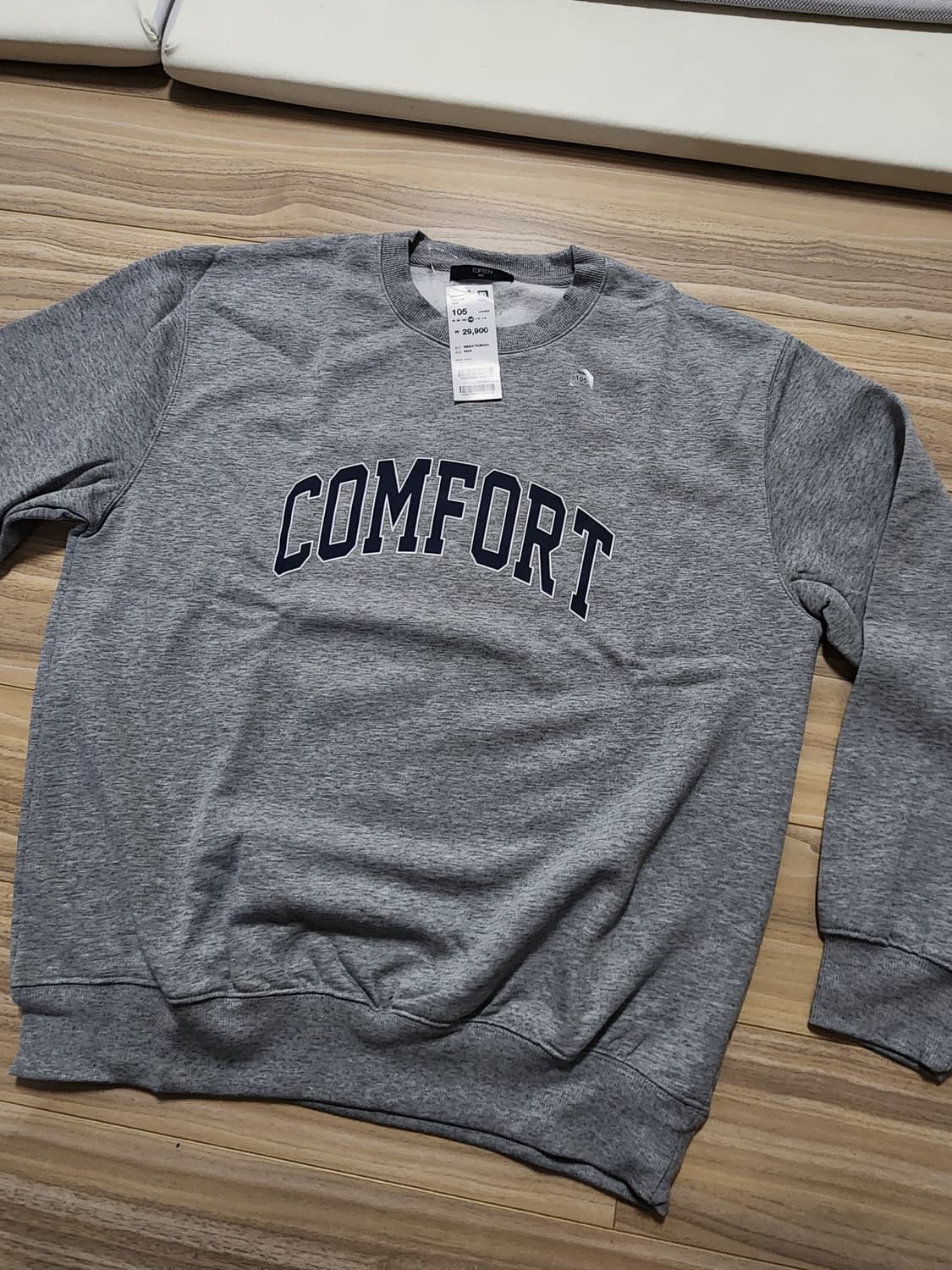 탑텐기모맨투맨티셔츠멜란지그레이105사이즈 상품이미지1