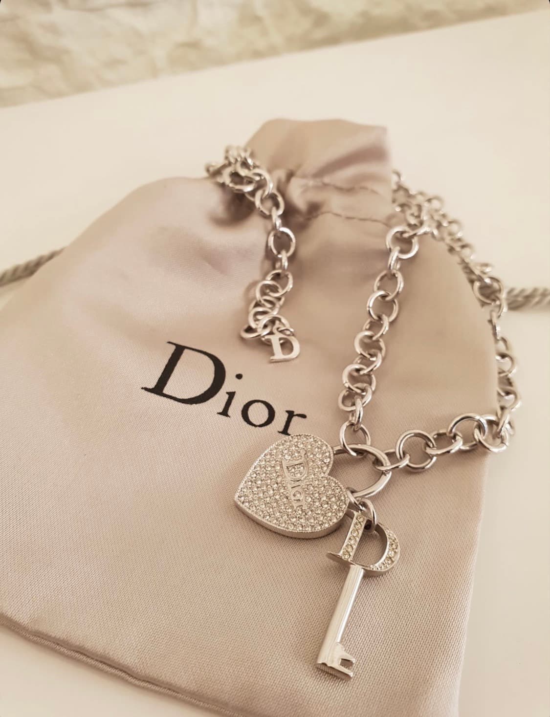 크리스찬 디올 실버 하트 펜던트 자물쇠 목걸이(희귀) 상품이미지2