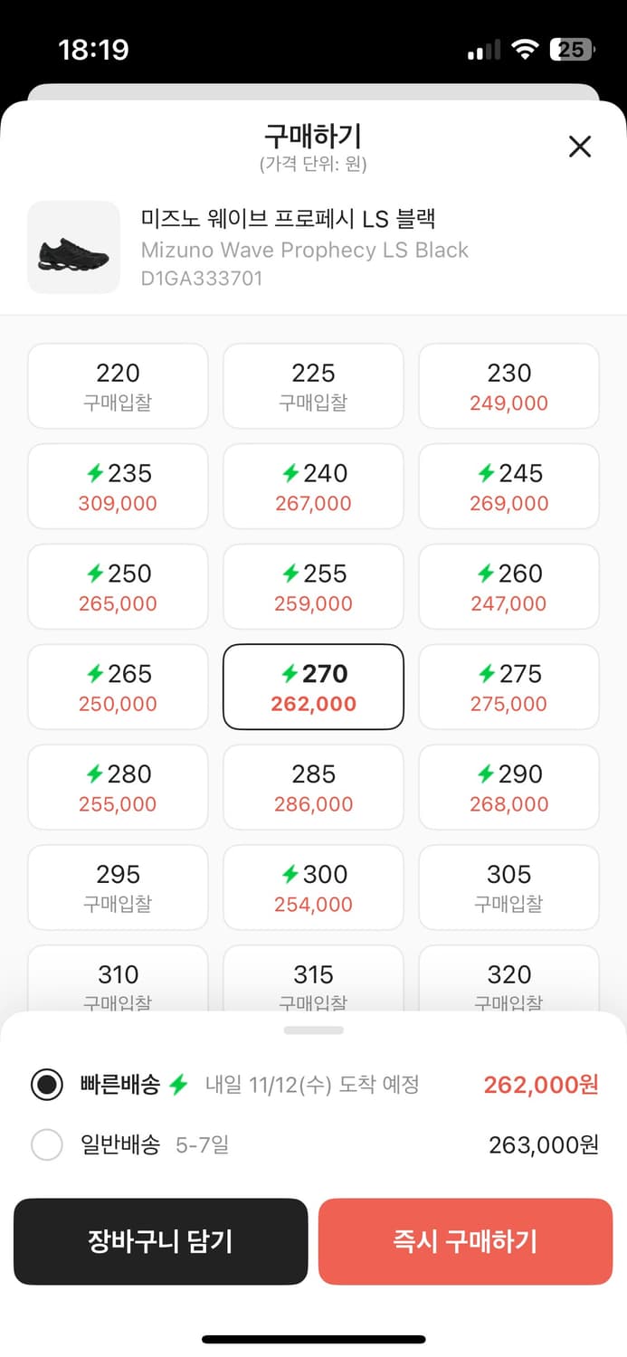 미즈노 웨이브 프로페시LS 270 상품이미지2