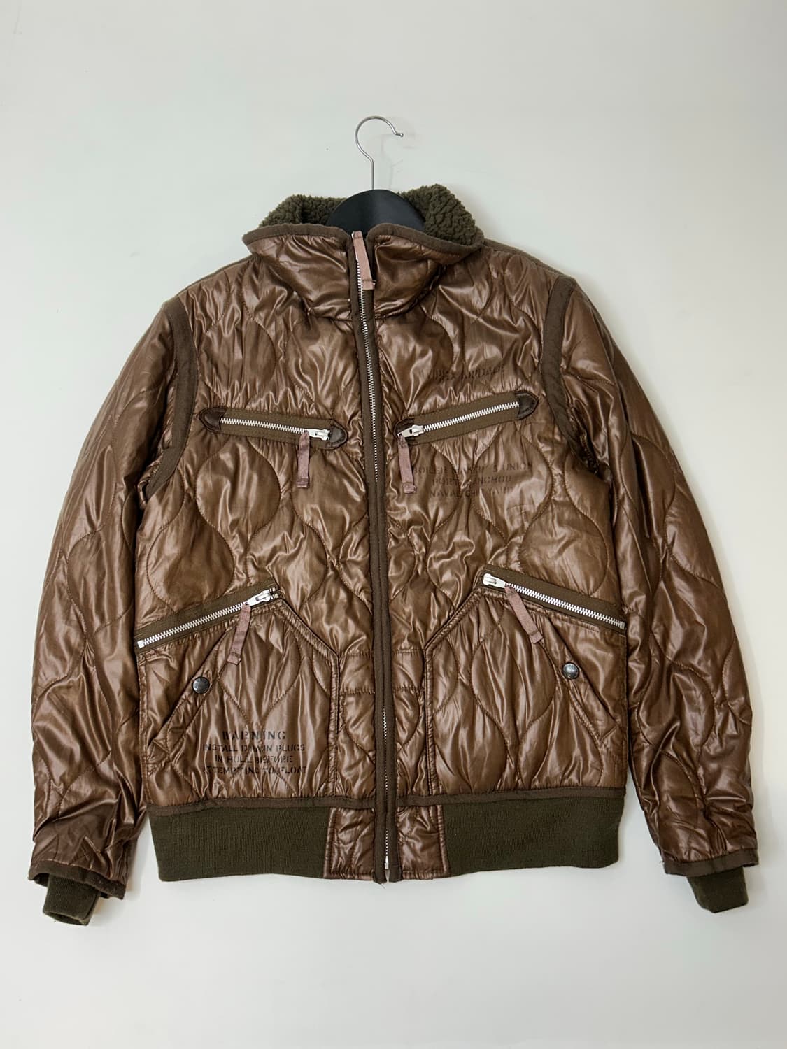 Avirex 아비렉스 브라운 퀄티드 밀리터리 쉐르파 자켓 상품이미지2