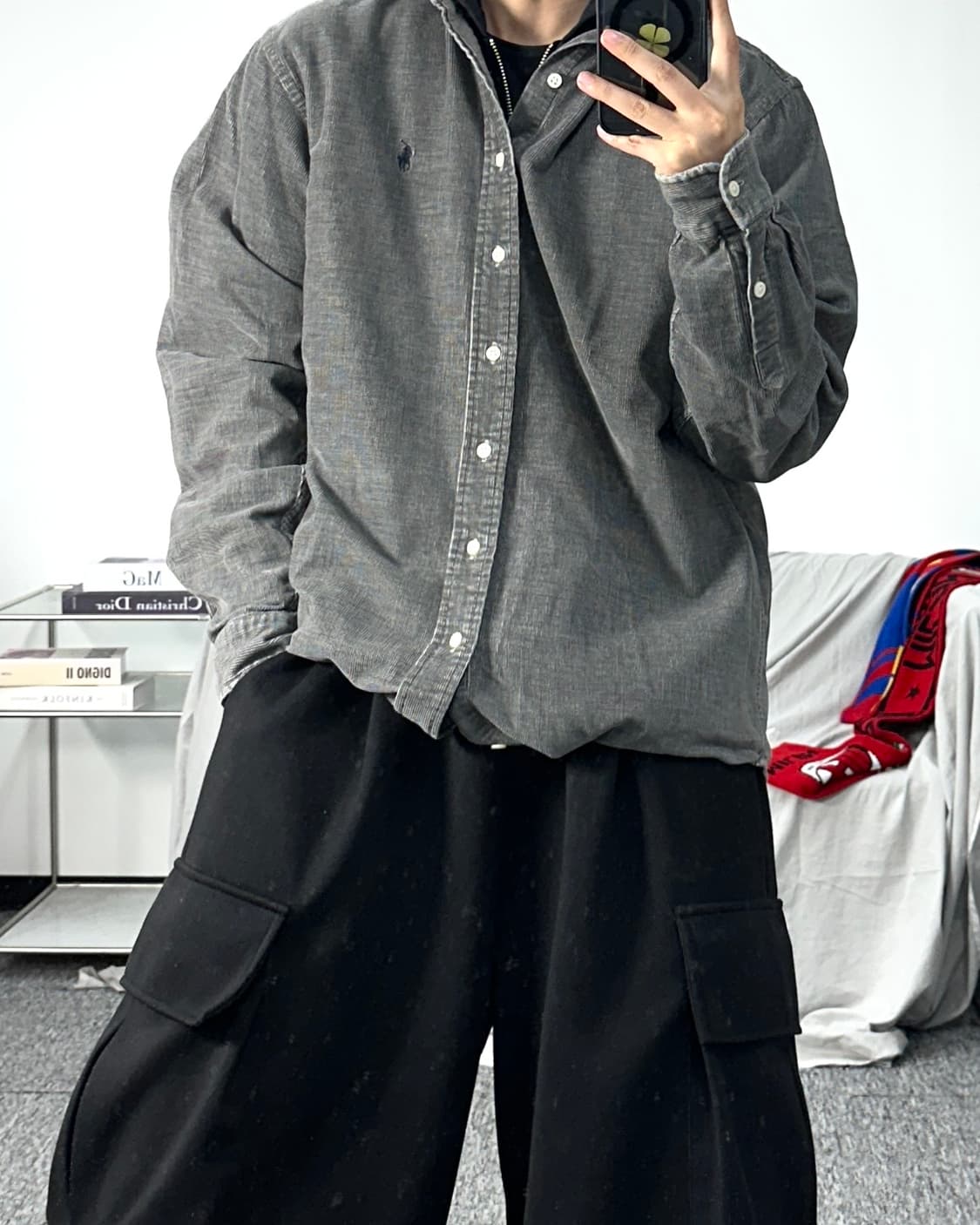 폴로 랄프로렌 흑청 코듀로이 셔츠 XL 상품이미지3