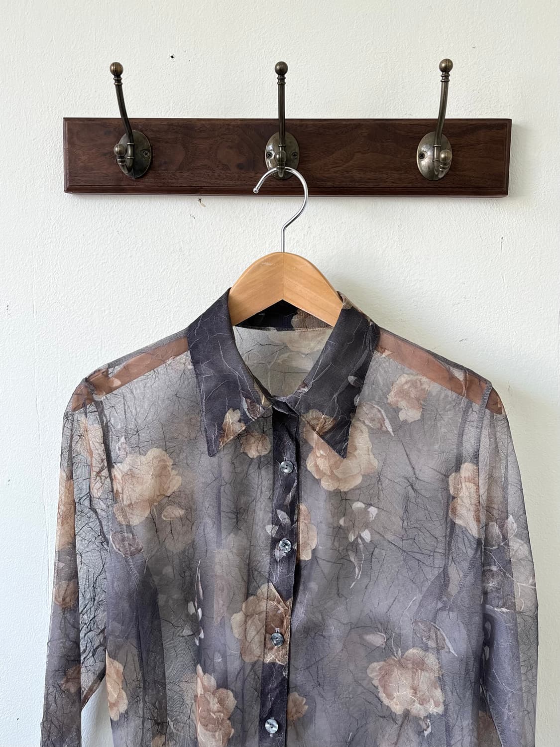 Japan vtg 플라워 시스루 셔츠 상품이미지2