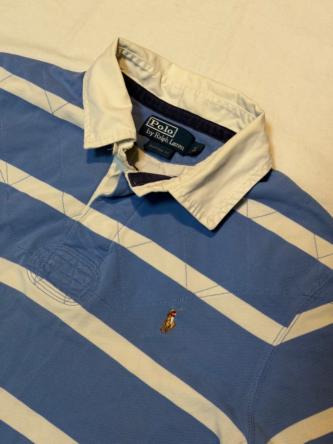 폴로 랄프로렌 반팔 스트라이프 럭비 카라티 스카이블루 상품이미지2